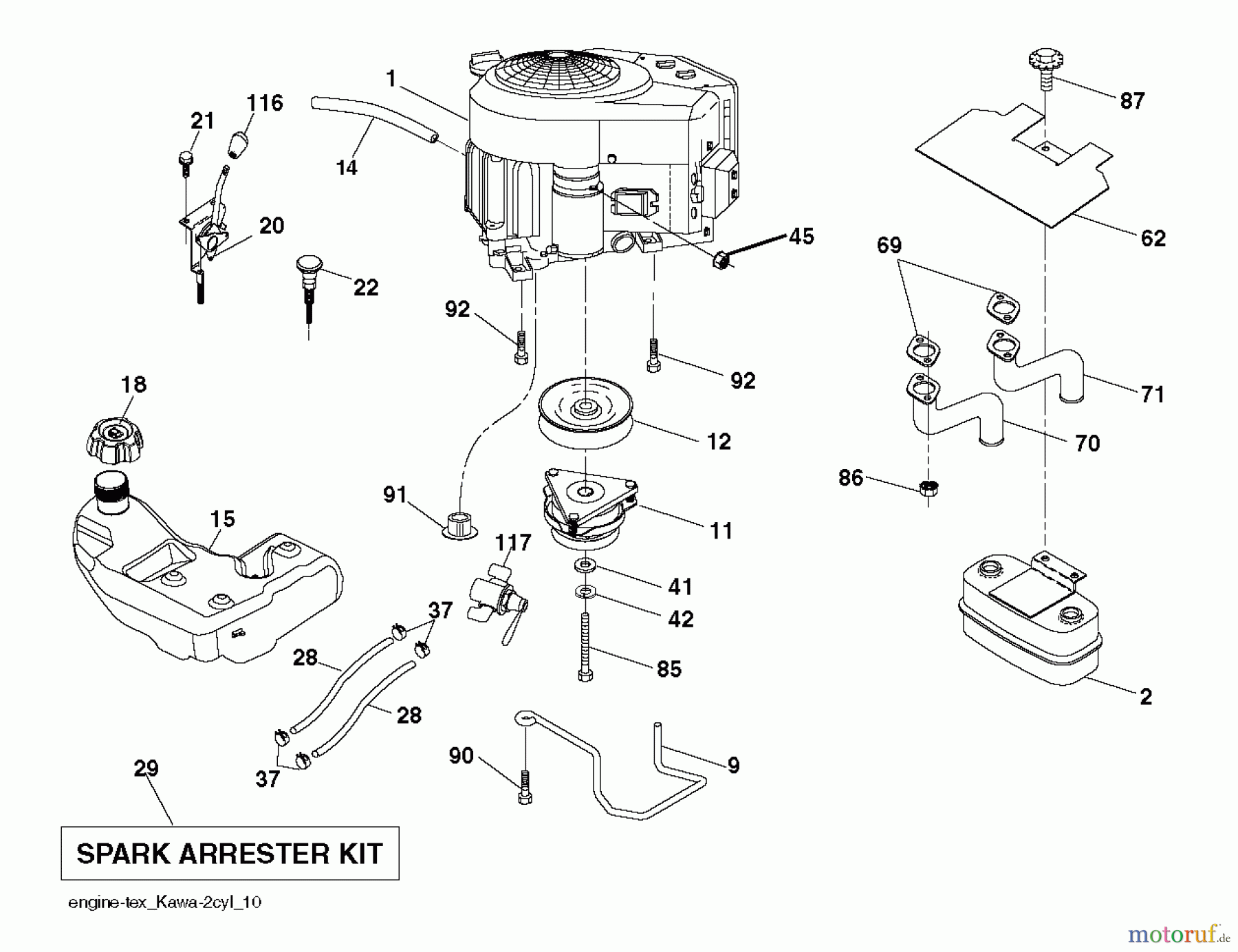 Husqvarna Rasen und Garten Traktoren YTH 24V48LS (96043011603) - Husqvarna Yard Tractor (2011-08 & After) ENGINE