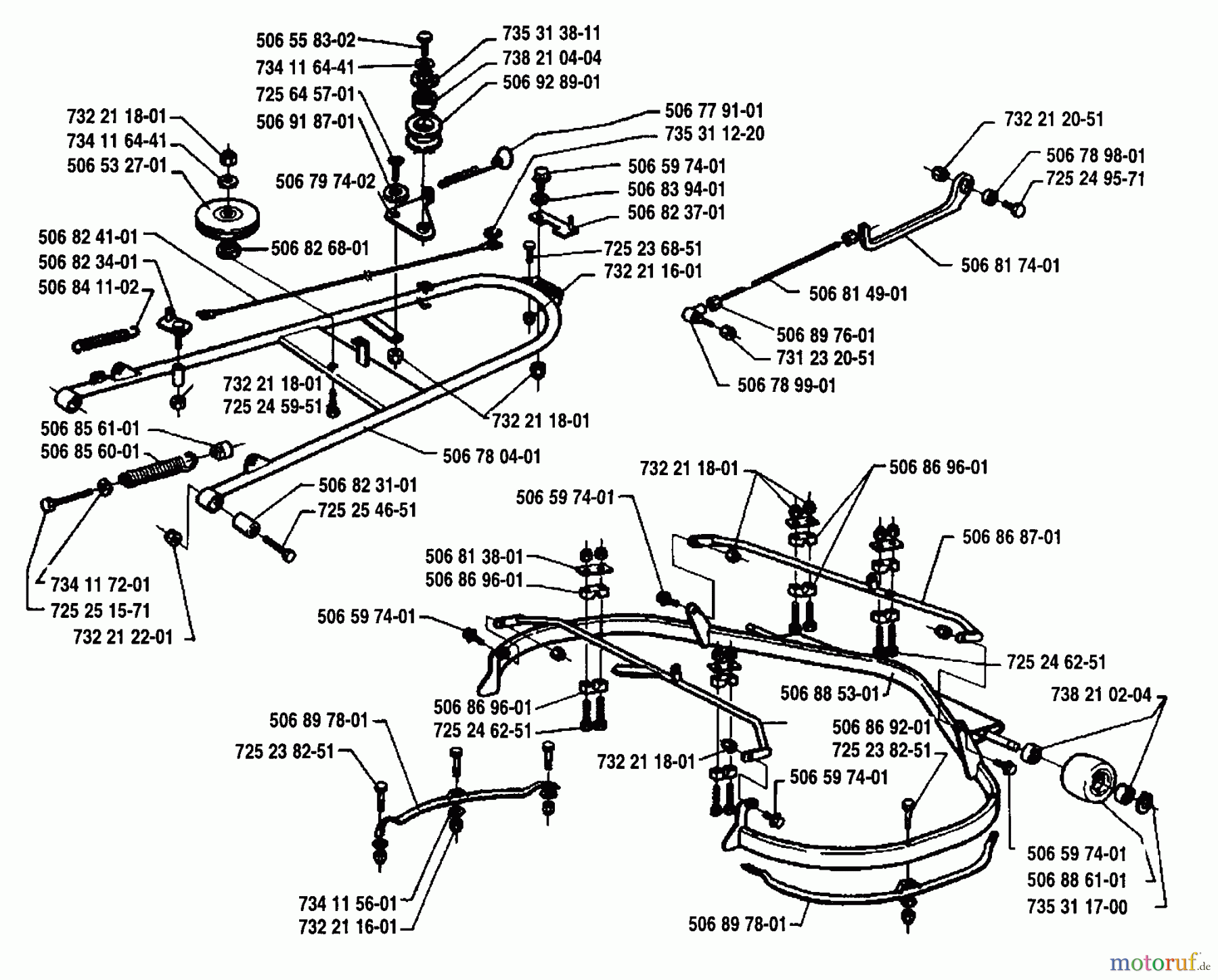  Husqvarna Reitermäher, Motor hinten Rider 1200 - Husqvarna Rear-Engine Rider (1995-03 to 1996-07) Cutter Deck Lift Assembly (R 1200)