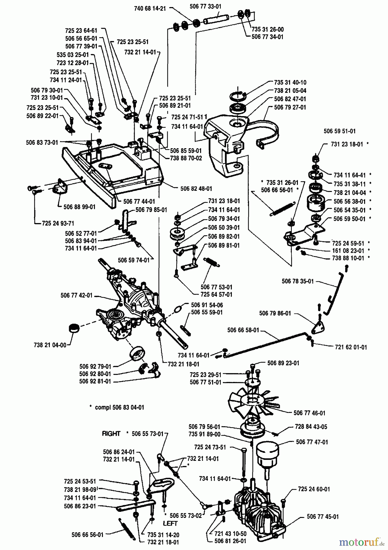 Husqvarna Reitermäher, Motor hinten Rider 1000 - Husqvarna Rear-Engine Rider (1995-03 & After) Frame, Steering And Ignition Assembly