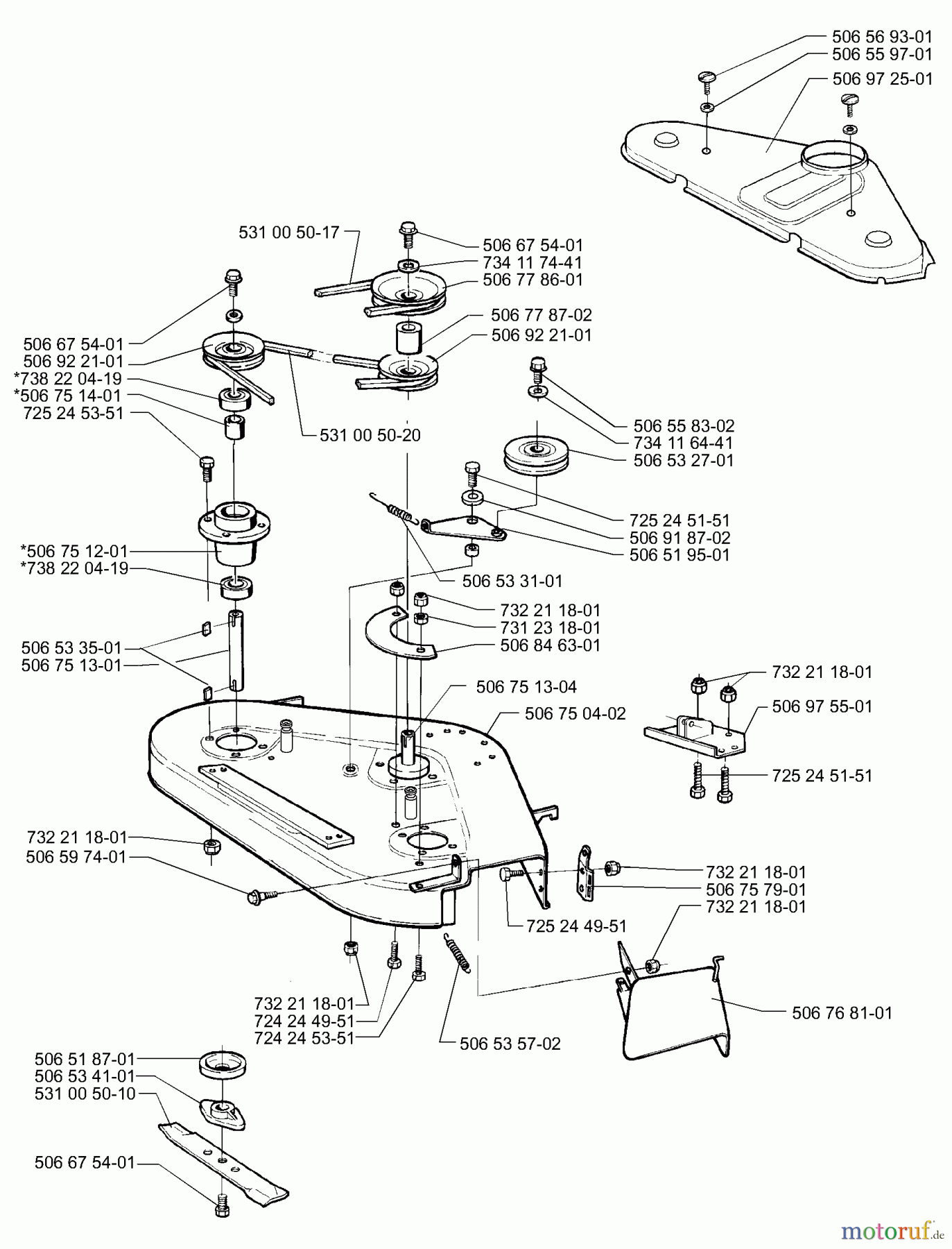Husqvarna Reitermäher, Motor hinten Rider 14 Pro - Husqvarna Rear-Engine Rider (2000-02 & After) Deck (38