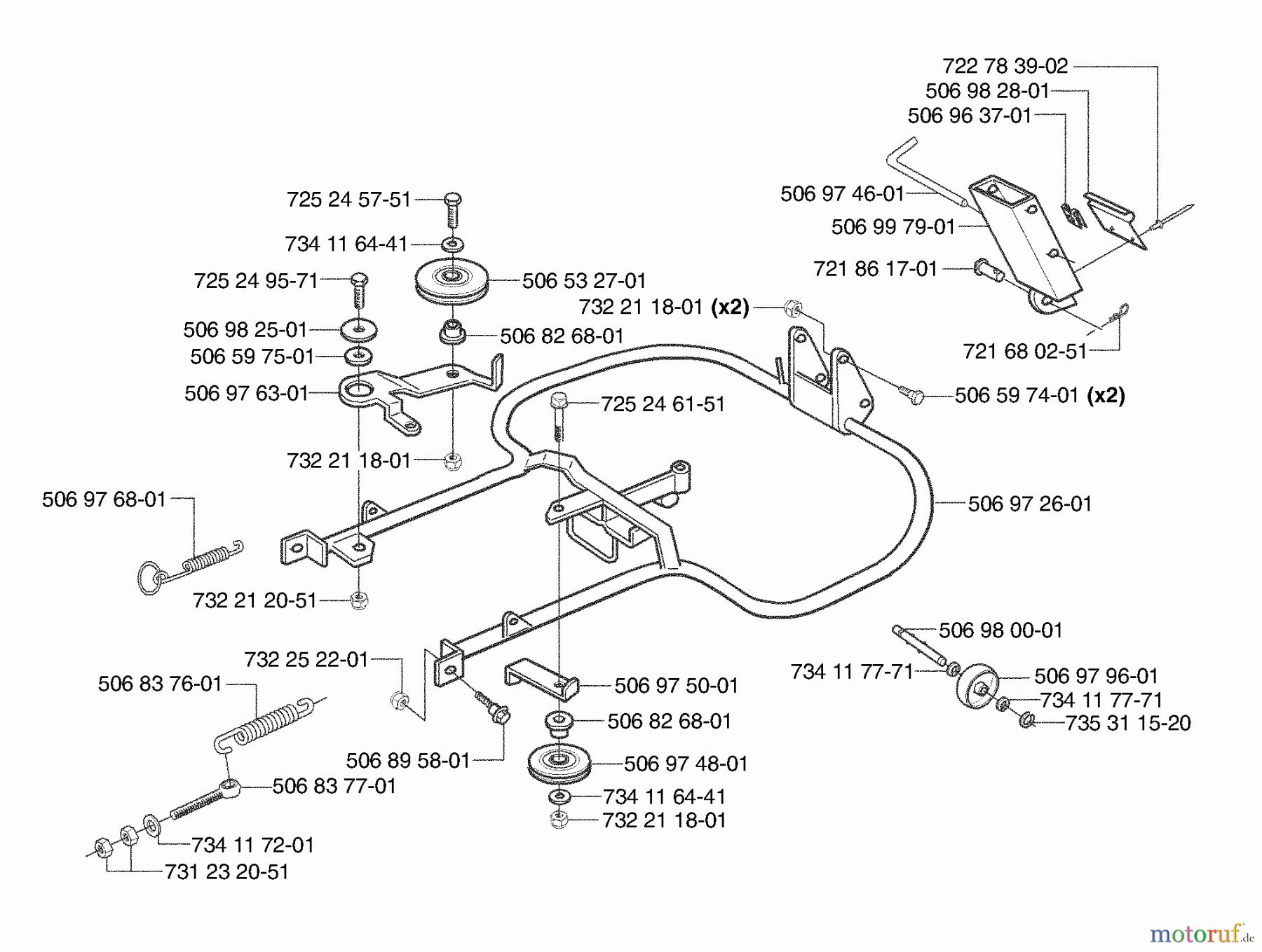  Husqvarna Reitermäher, Motor hinten Rider 155 - Husqvarna Rear-Engine Rider (2003-01 & After) Deck Support