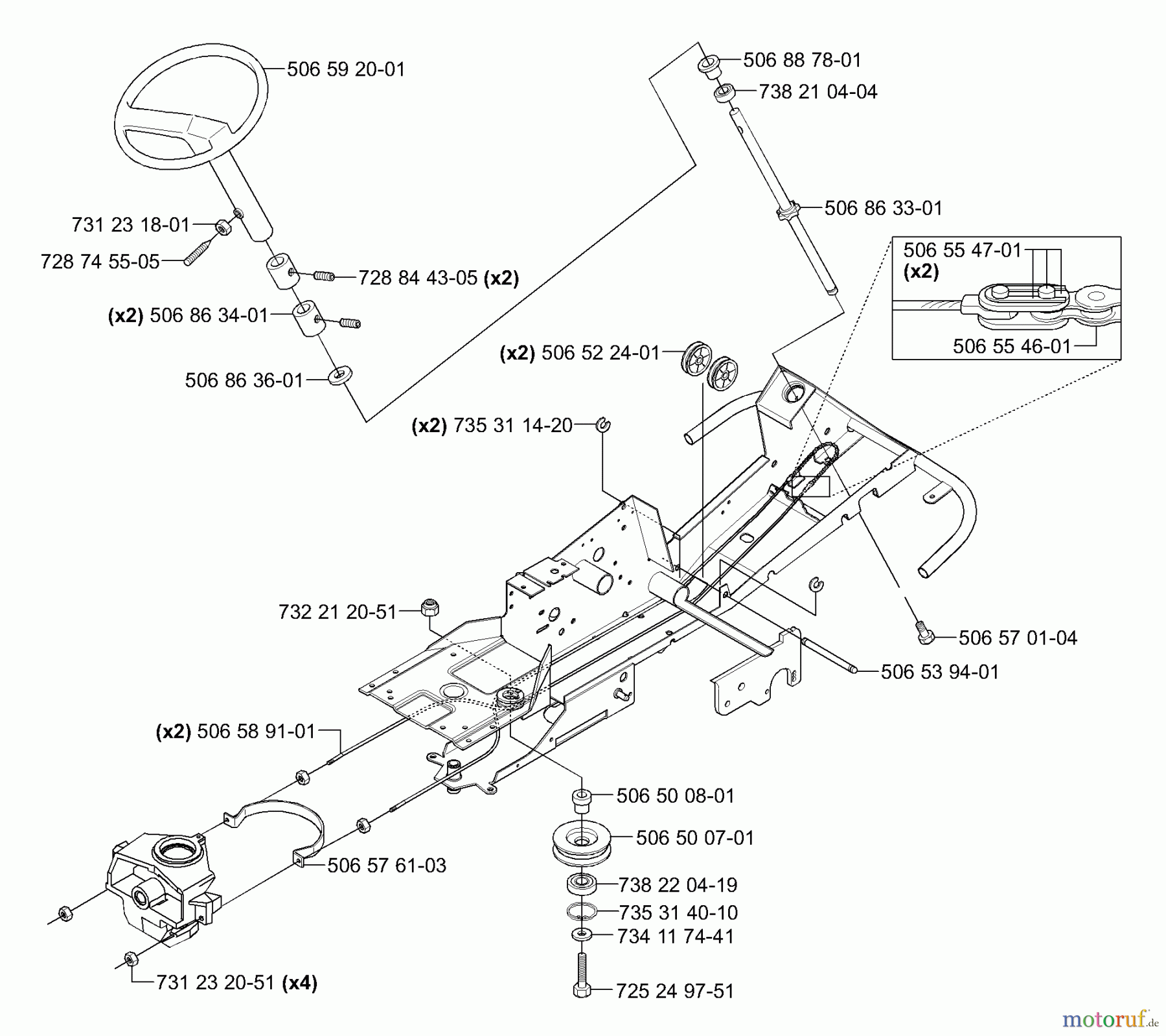 Husqvarna Reitermäher, Motor hinten Rider 155 AWD - Husqvarna Rear-Engine Rider (2006-01 & After) Steering