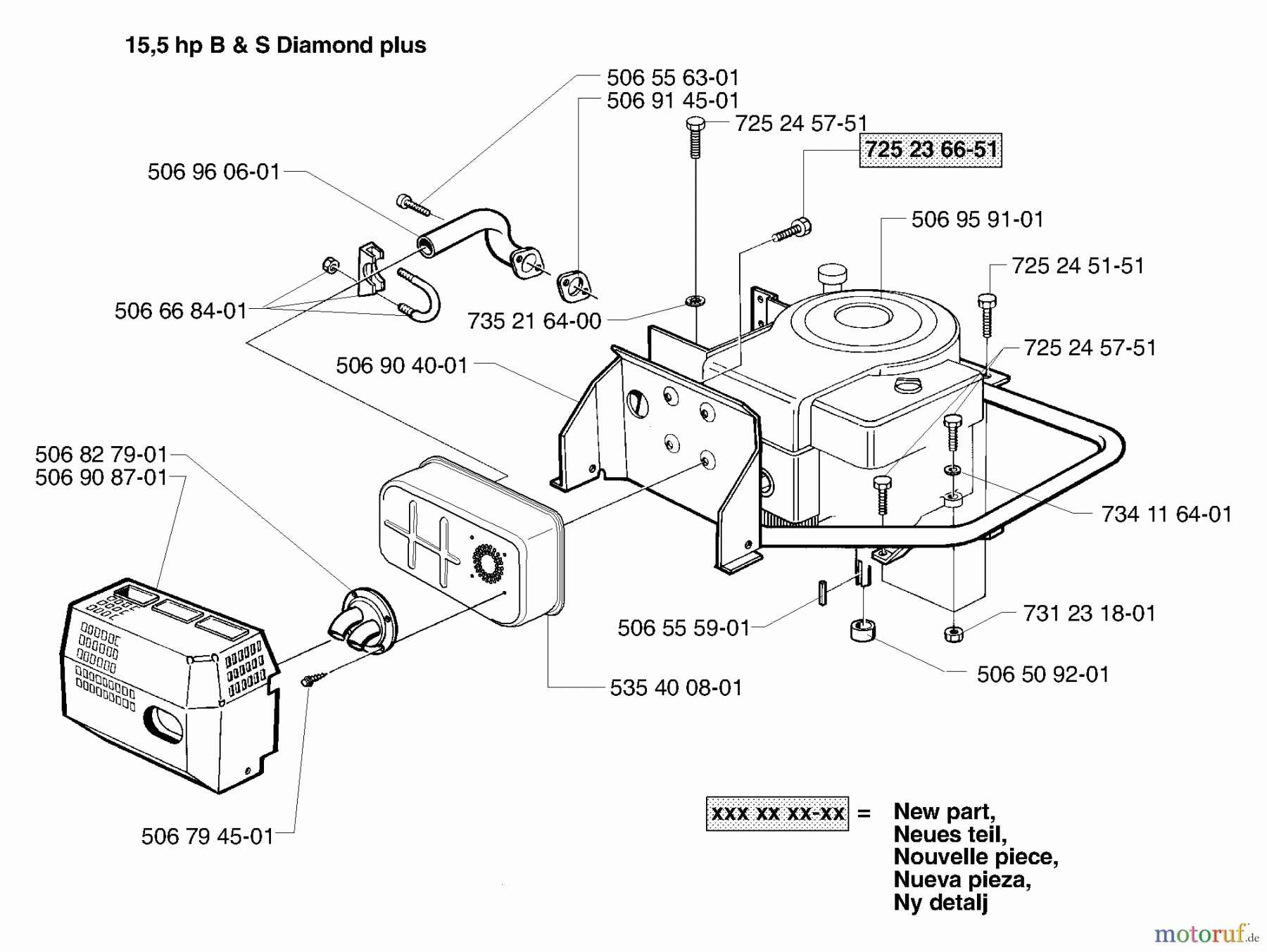 Husqvarna Reitermäher, Motor hinten Rider 16 - Husqvarna Rear-Engine Rider (2002-02 & After) Engine
