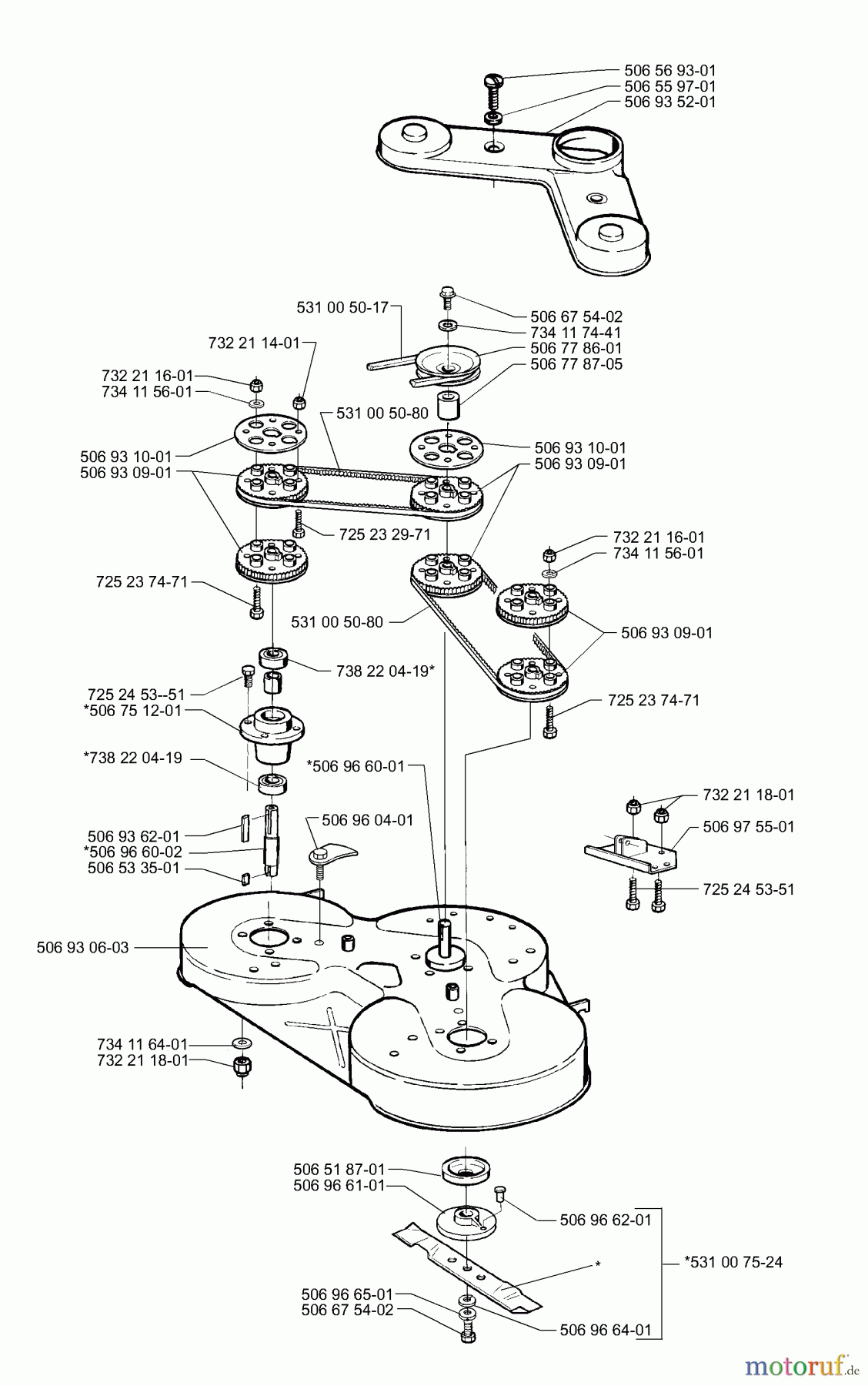  Husqvarna Reitermäher, Motor hinten Rider 16 H - Husqvarna Rear-Engine Rider (2000-02 & After) Deck (41