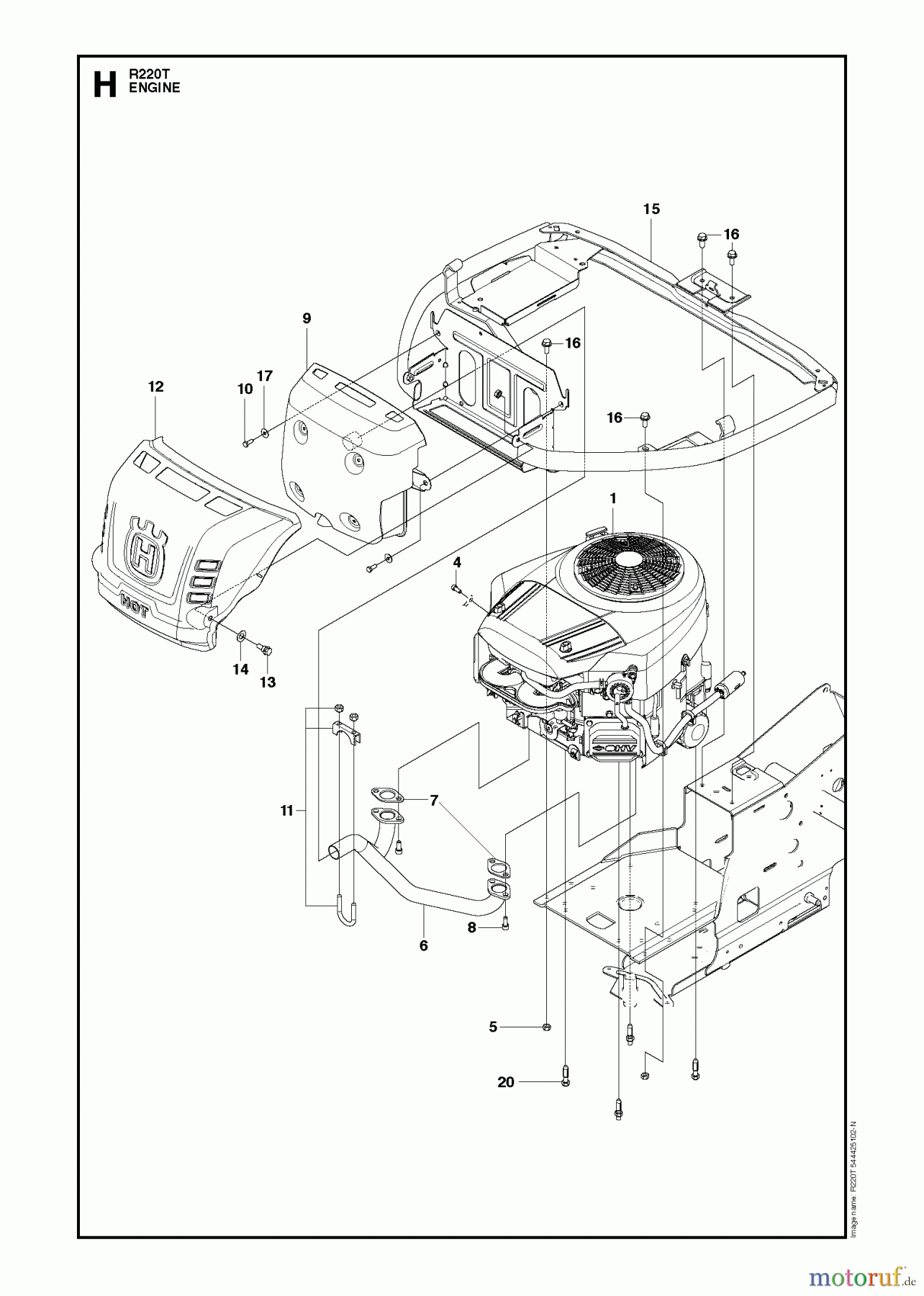  Husqvarna Reitermäher, Motor hinten Rider 220T (966785701) - Husqvarna Rear-Engine Rider (2012-03 & After) ENGINE