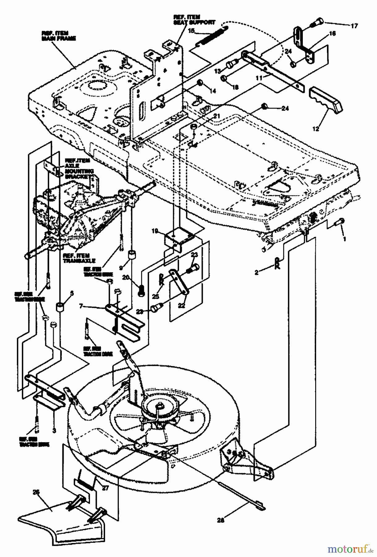 Husqvarna Reitermäher, Motor hinten Rider 800 - Husqvarna Rear-Engine Rider (1993-04 & After) Mower Suspension Assembly
