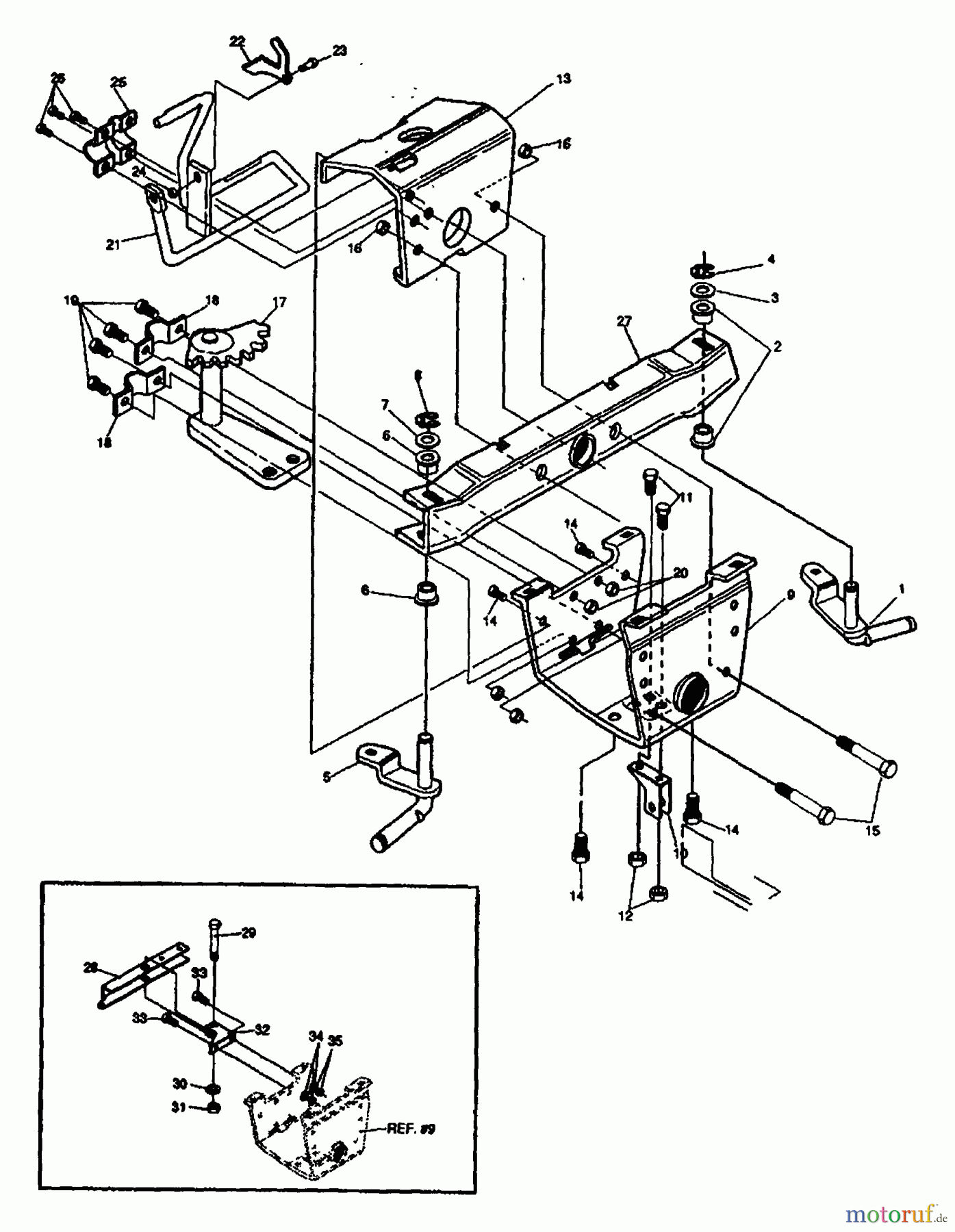 Husqvarna Reitermäher, Motor hinten Rider 800 - Husqvarna Rear-Engine Rider (1993-04 & After) Pre-Paint Front Axle Assembly