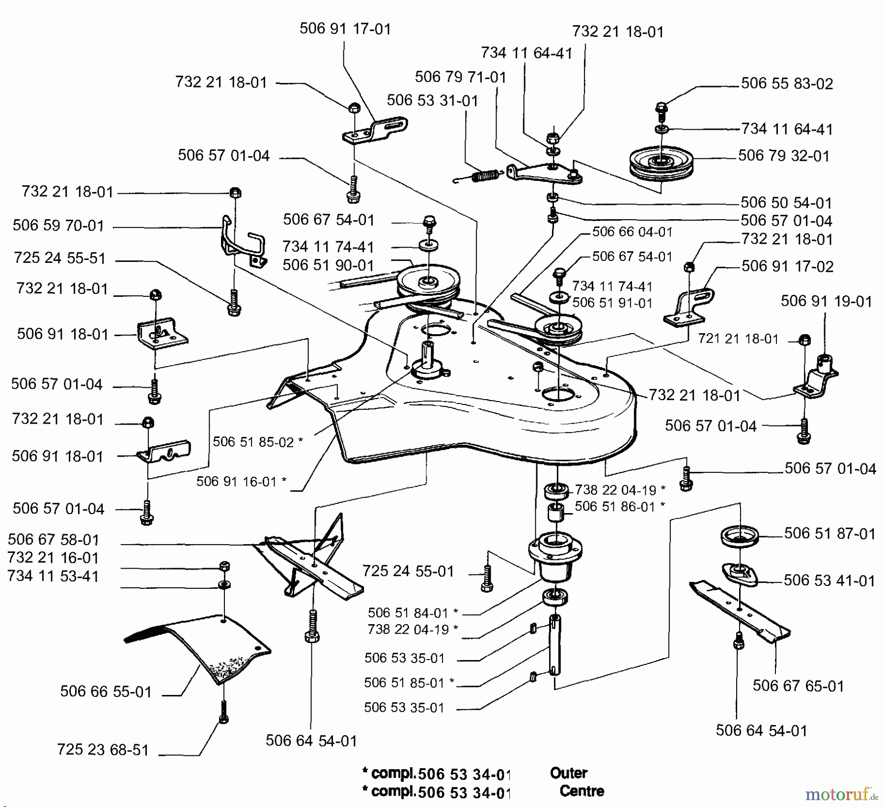  Husqvarna Reitermäher, Motor hinten Rider 850 - Husqvarna Swedish Rider (1994-03 & After) Deck Assembly