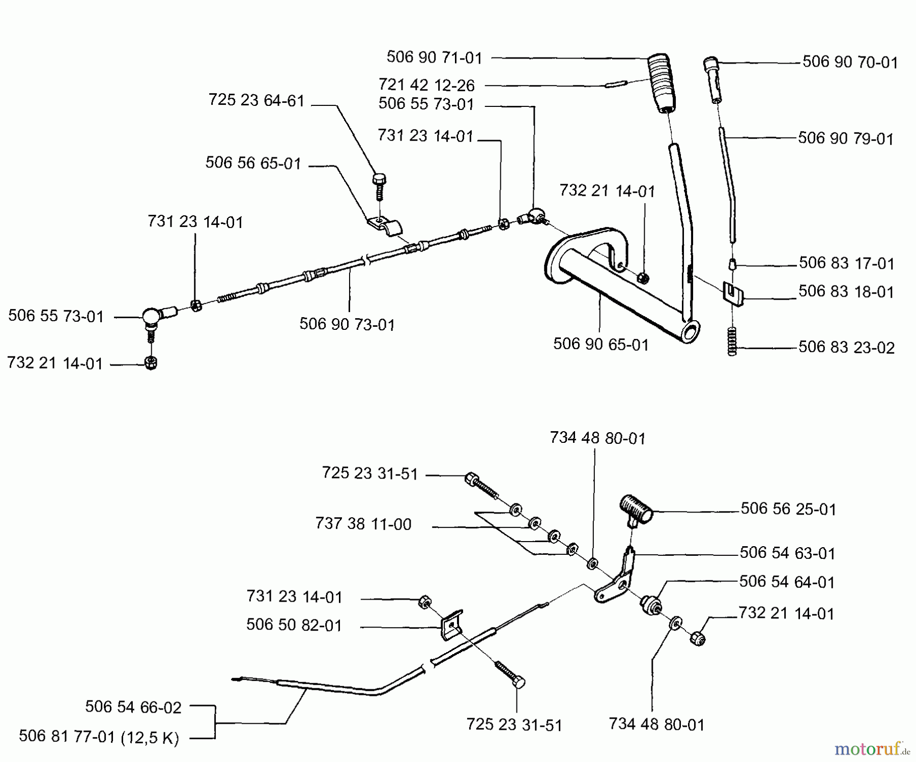 Husqvarna Reitermäher, Motor hinten Rider 850 - Husqvarna Swedish Rider (1994-03 & After) Levers & Cables