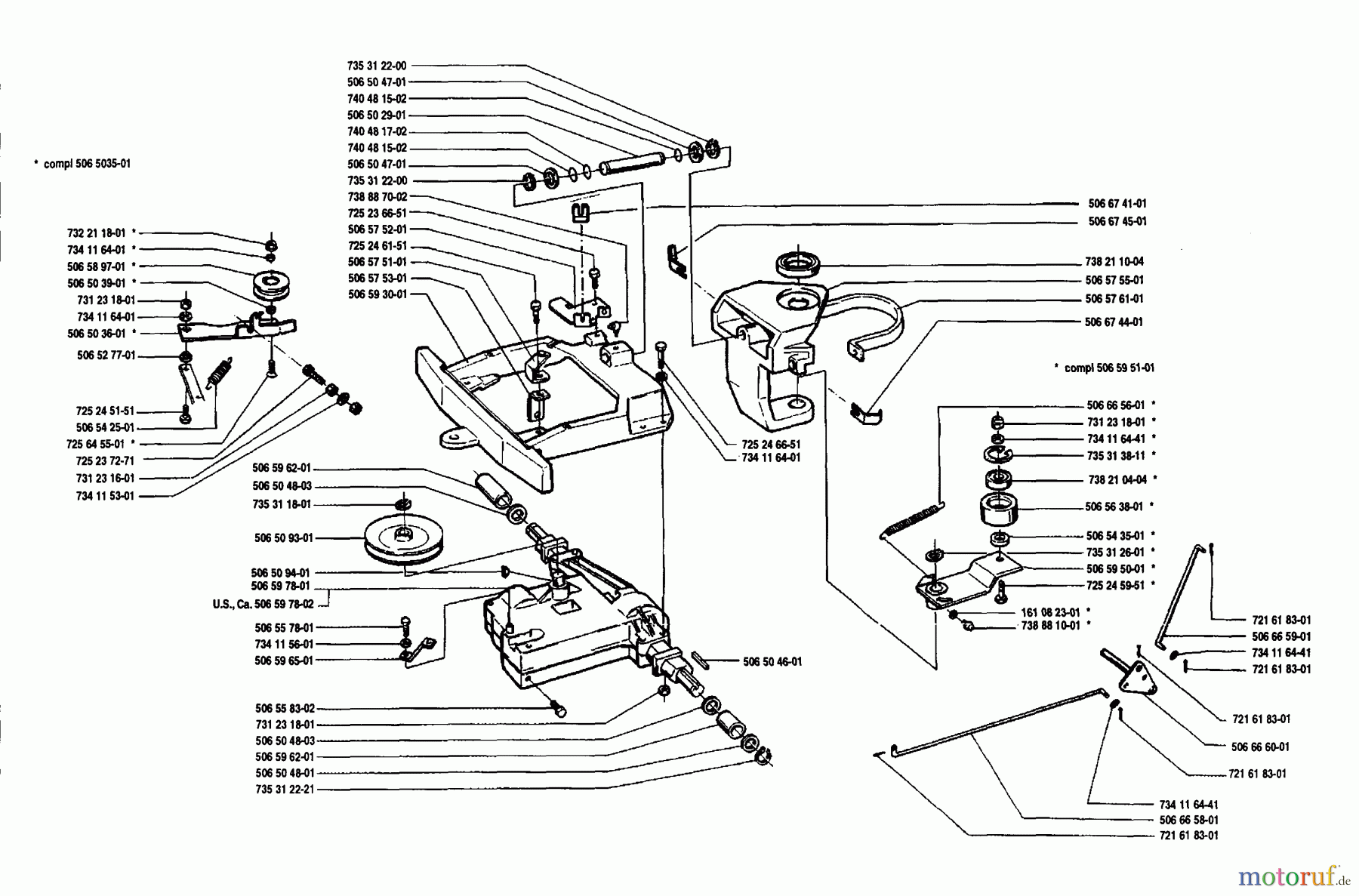 Husqvarna Reitermäher, Motor hinten Rider 850 12 - Husqvarna Swedish Rider (1989-02 to 1990-01) Frame And Steering Assembly