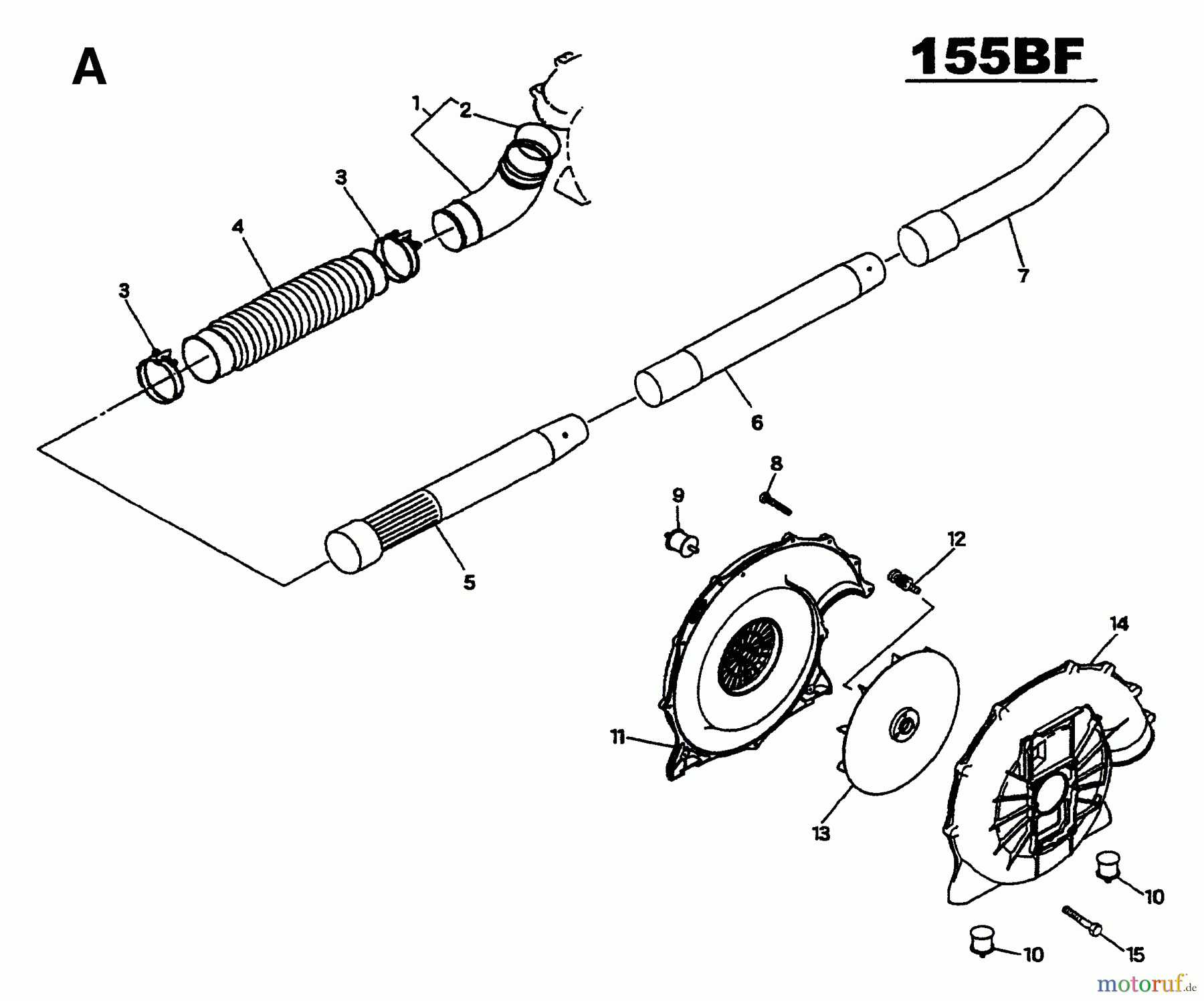  Husqvarna Bläser / Sauger / Häcksler / Mulchgeräte 155 BF - Husqvarna Backpack Blower (1999-07 & After) Fan Housing & Blower Tubes