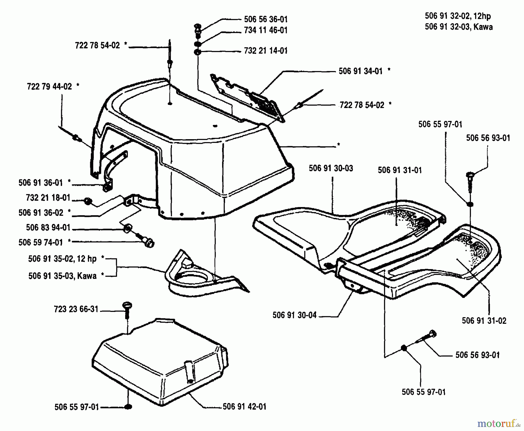  Husqvarna Reitermäher, Motor hinten Rider 970 12 S - Husqvarna Swedish Rider (1994-03 & After) Engine Cover