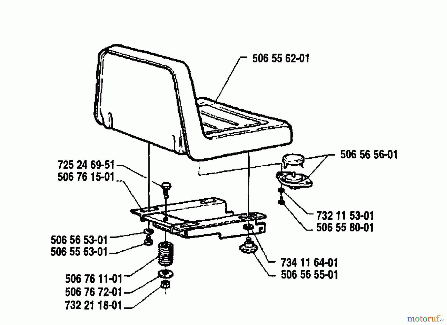  Husqvarna Reitermäher, Motor hinten Rider 970 12 - Husqvarna Swedish Rider (1992-03 to 1993-04) Seat Assembly