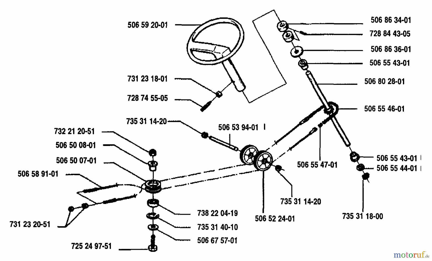  Husqvarna Reitermäher, Motor hinten Rider 970 12 - Husqvarna Swedish Rider (1993-05 to 1994-02) Steering Assembly