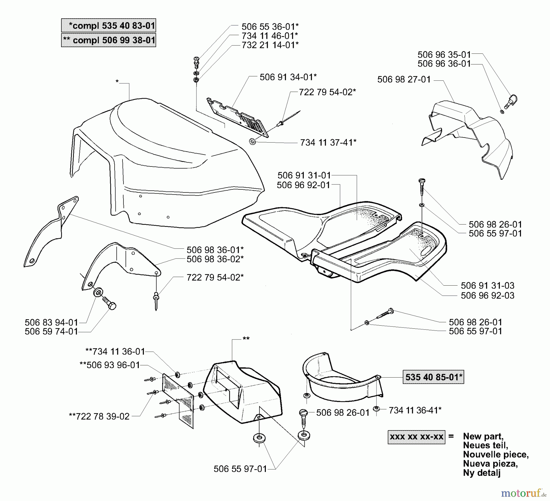 Husqvarna Reitermäher, Motor hinten Rider Pro 15 - Husqvarna Rear-Engine Rider (2001-02 to 2002-12) Engine Cover