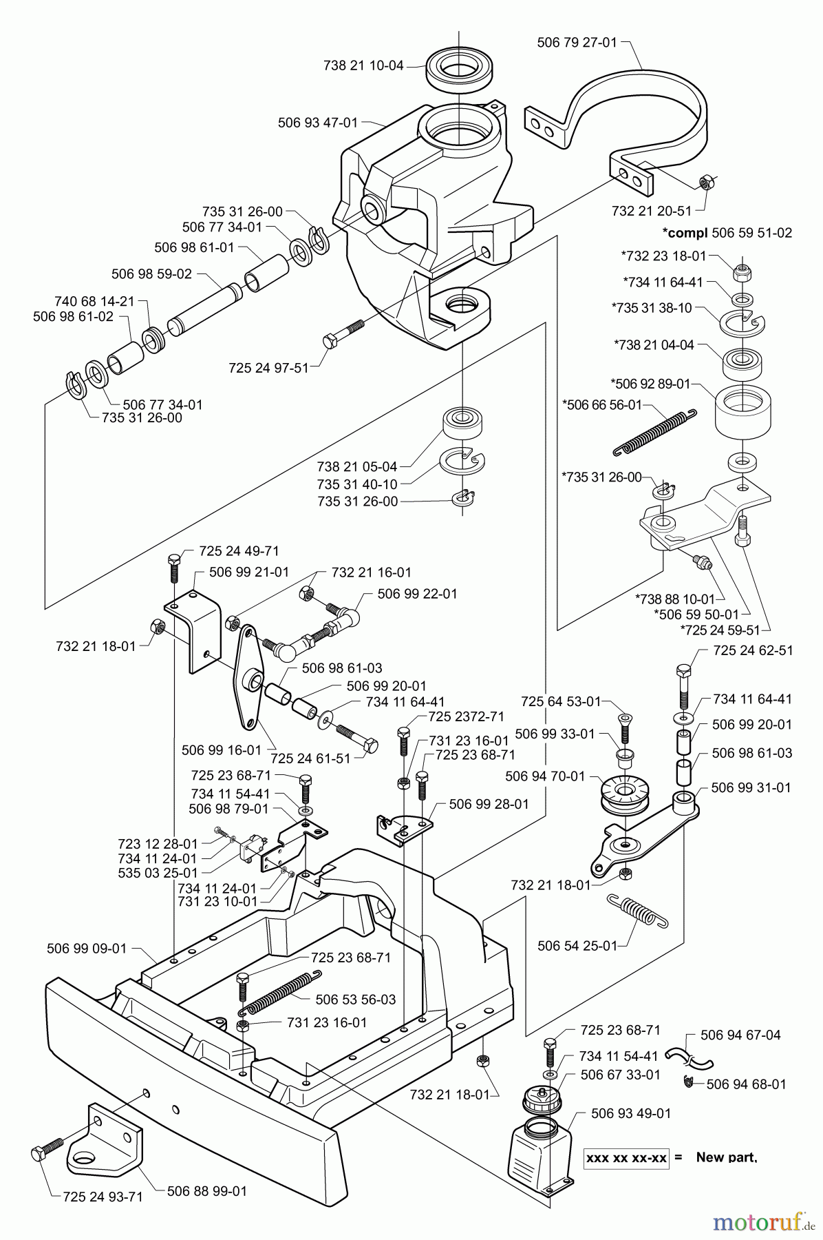  Husqvarna Reitermäher, Motor hinten Rider Proflex 21 - Husqvarna Rear-Engine Rider (2001-02 & After) Rear Section