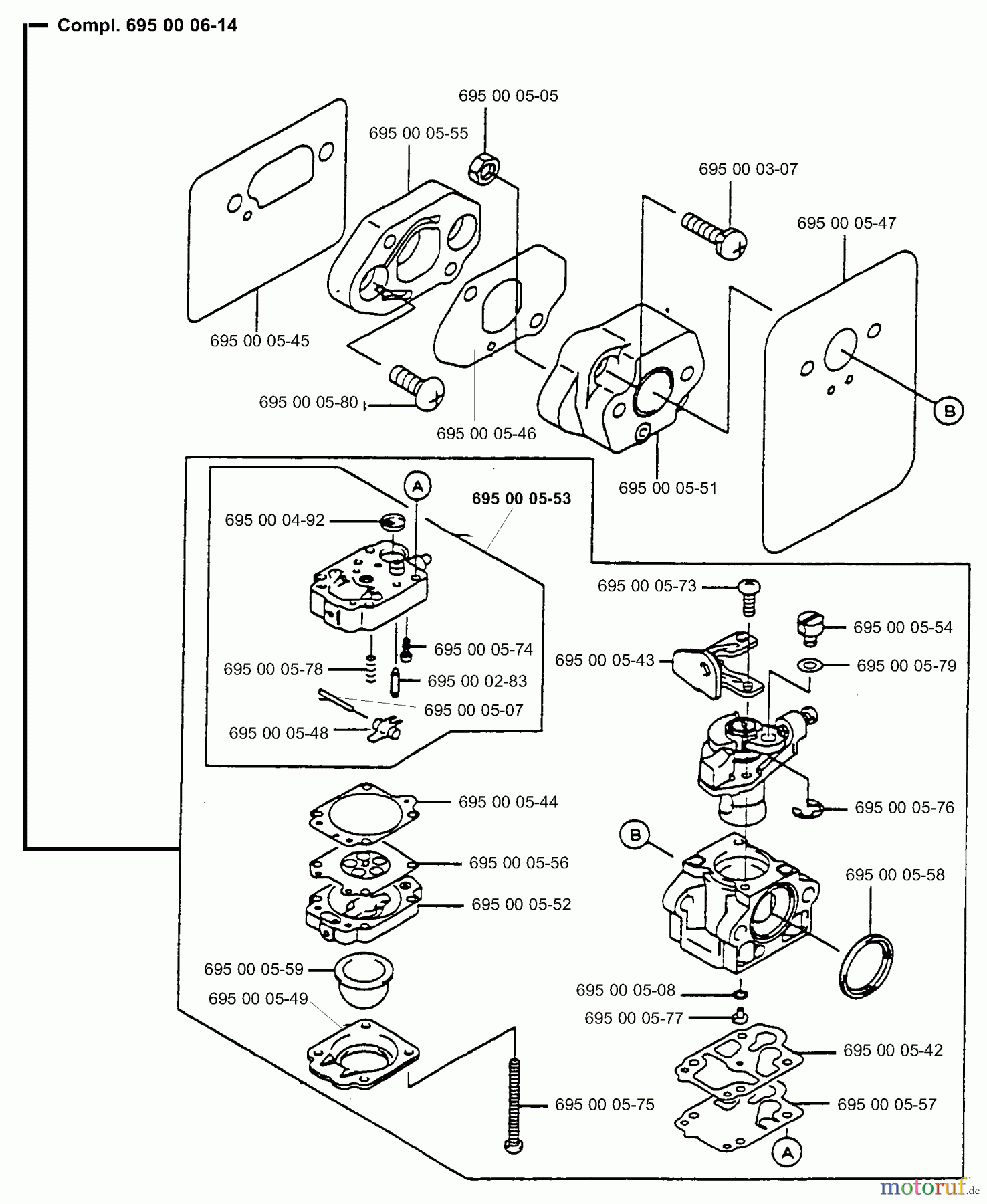 Husqvarna Bläser / Sauger / Häcksler / Mulchgeräte 155 BT - Husqvarna Backpack Blower (1998-10 & After) Carburetor