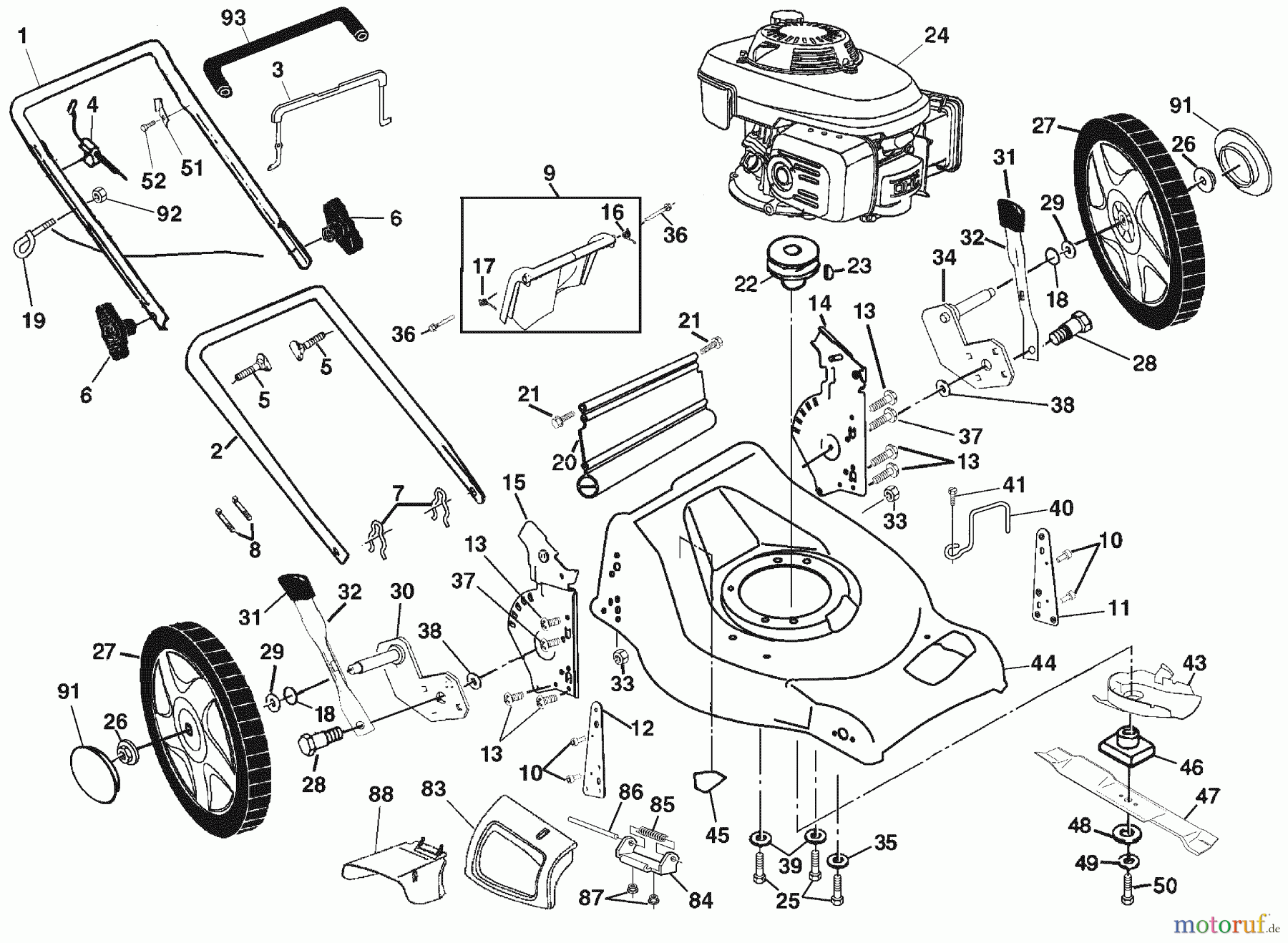 Husqvarna Rasenmäher 5521 CHA (954223234) - Husqvarna Walk-Behind Mower (2003-06 & After) Walk Mower 5521CH A Repair Parts (A)