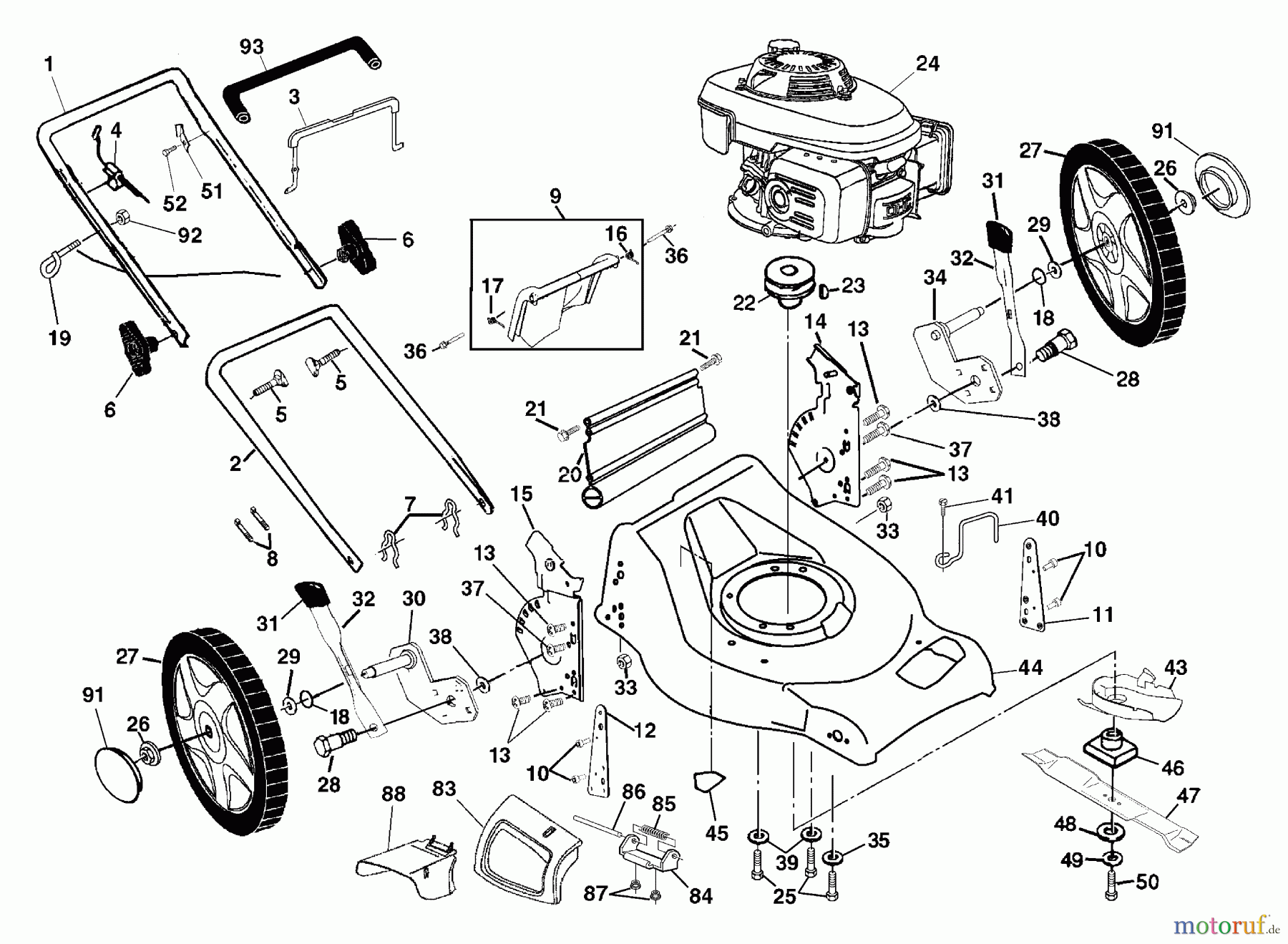  Husqvarna Rasenmäher 5521 CHB (954223234) - Husqvarna Walk-Behind Mower (2003-03 & After) Handle & Deck Assembly