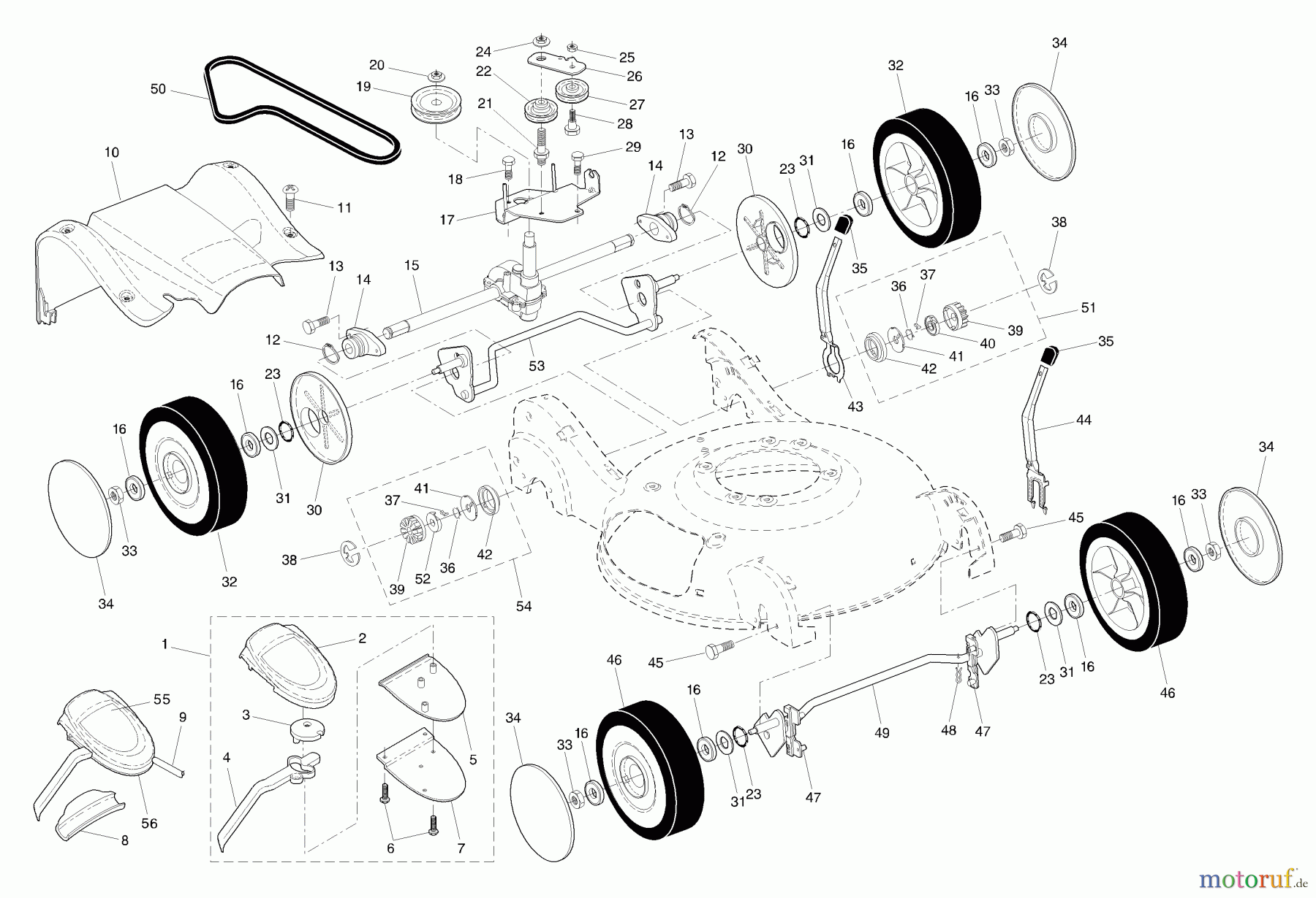  Husqvarna Rasenmäher 55B21 HVA (954223227) - Husqvarna Walk-Behind Mower (2003-09 & After) Drive Assembly