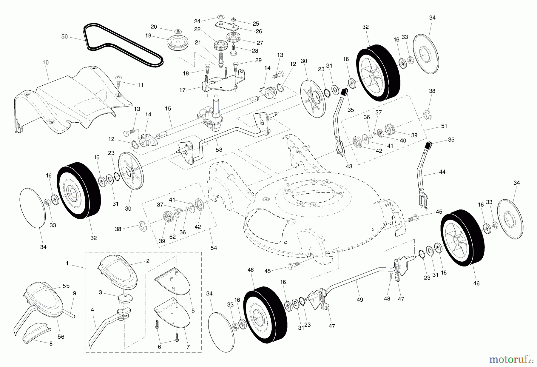  Husqvarna Rasenmäher 55R21 HVA (954223210) - Husqvarna Walk-Behind Mower (2003-06 & After) Repair Parts (B)