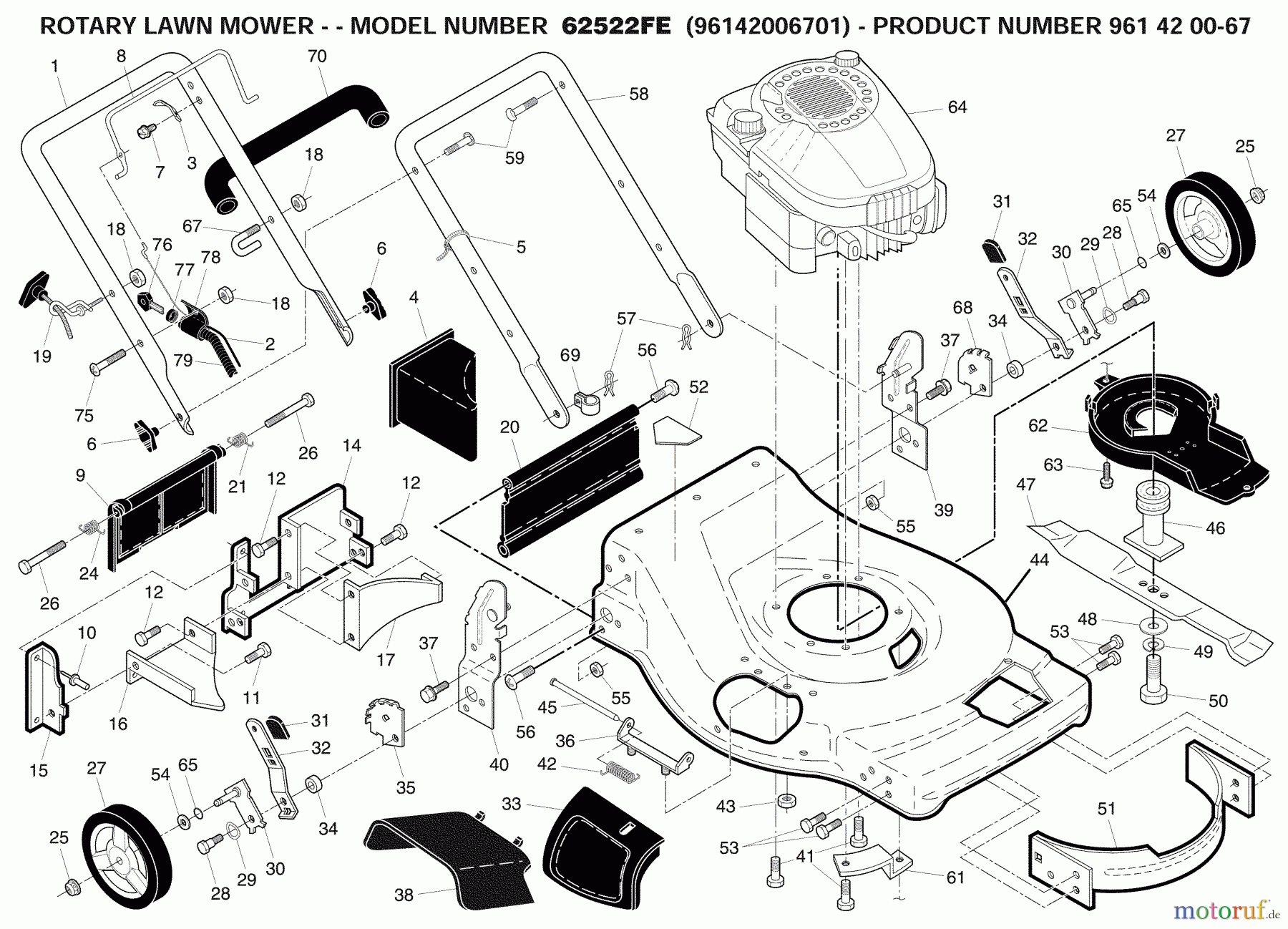 Husqvarna Rasenmäher 62522 FE (96142006701) - Husqvarna Walk-Behind Mower (2009-03 & After) Repair Parts #1