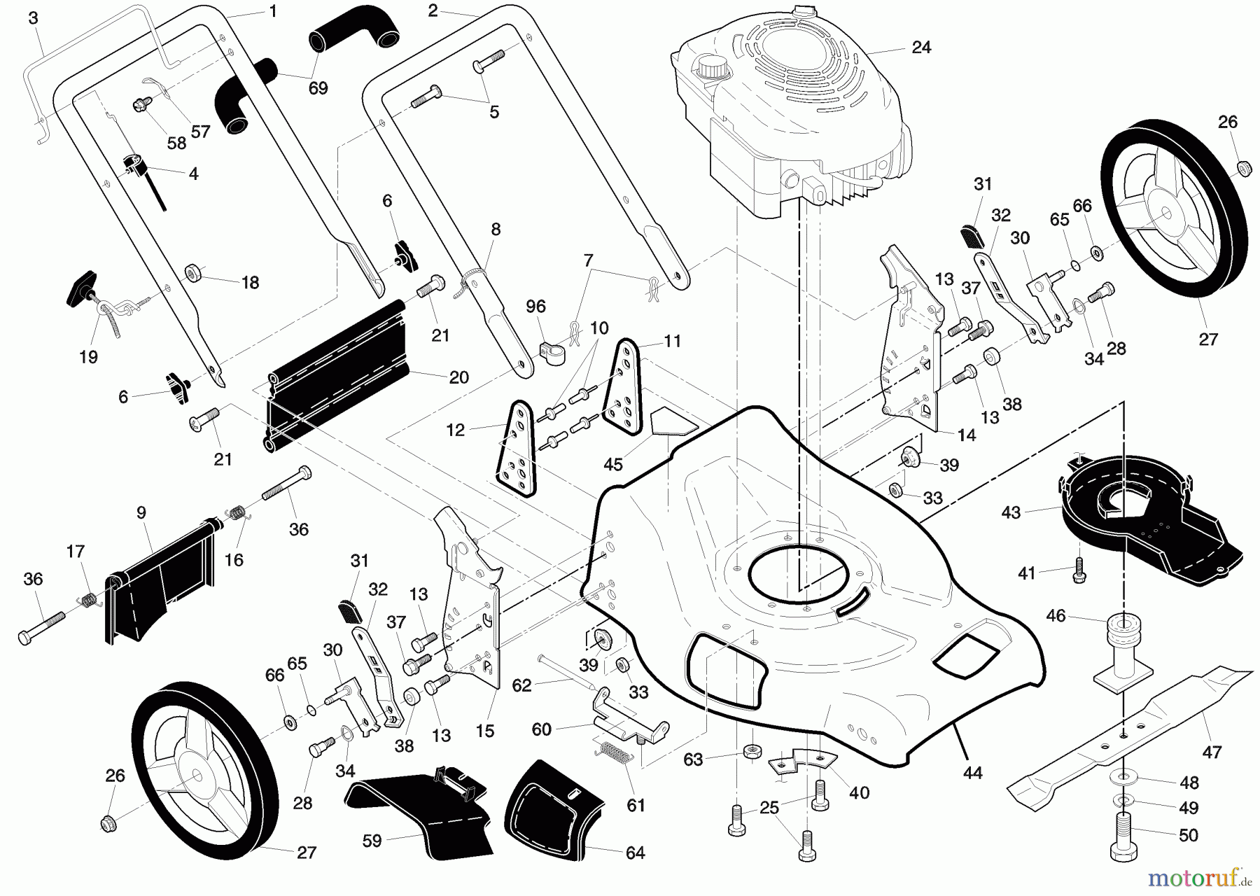  Husqvarna Rasenmäher 65021 CHV (96143001904) - Husqvarna Walk-Behind Mower (2008-01 & After) Walk Mower 65021 CHV Repair Parts 