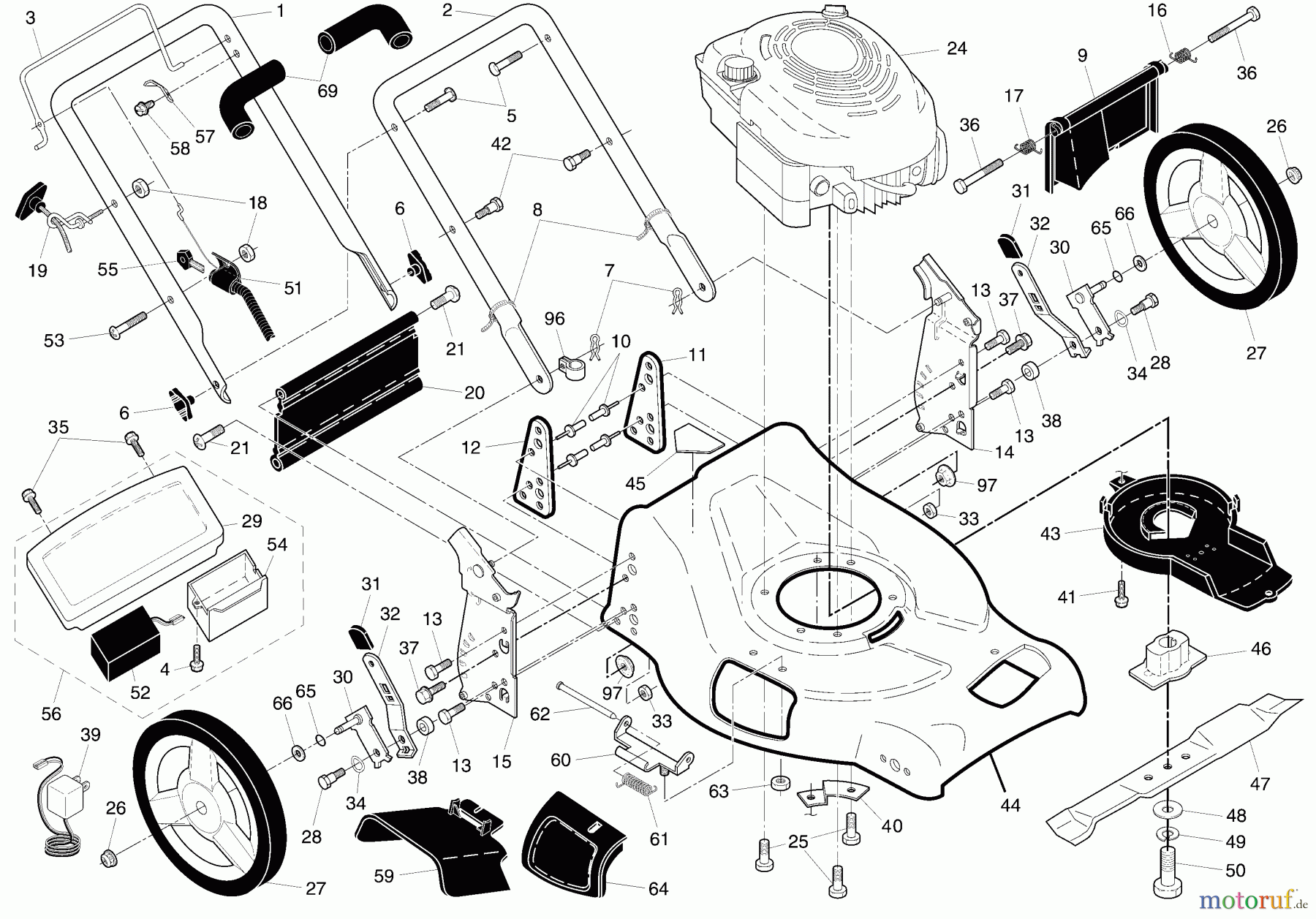 Husqvarna Rasenmäher 65021 ES (96143002001) - Husqvarna Walk-Behind Mower (2007-07 & After) Repair Parts (A)