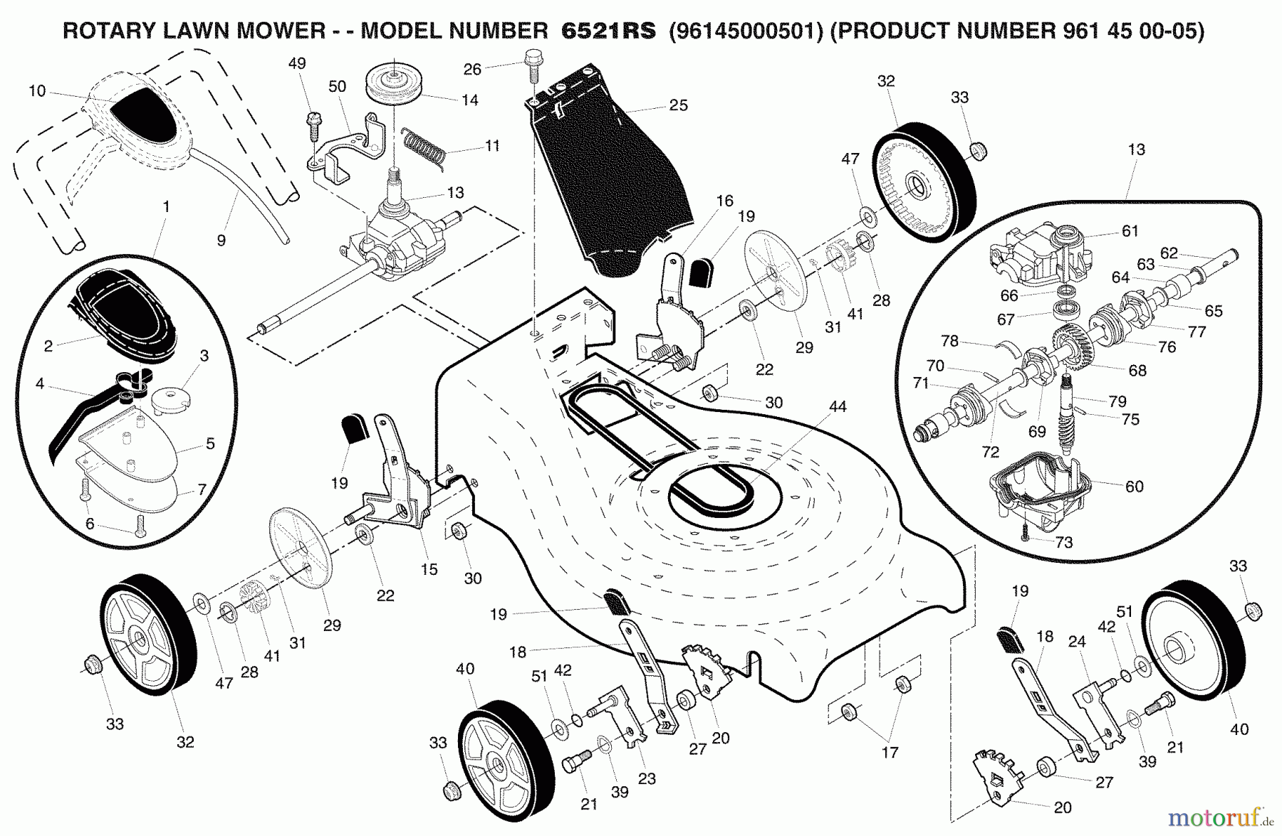  Husqvarna Rasenmäher 6521 RS (961450005) - Husqvarna Walk-Behind Mower (2007-05 & After) Drive