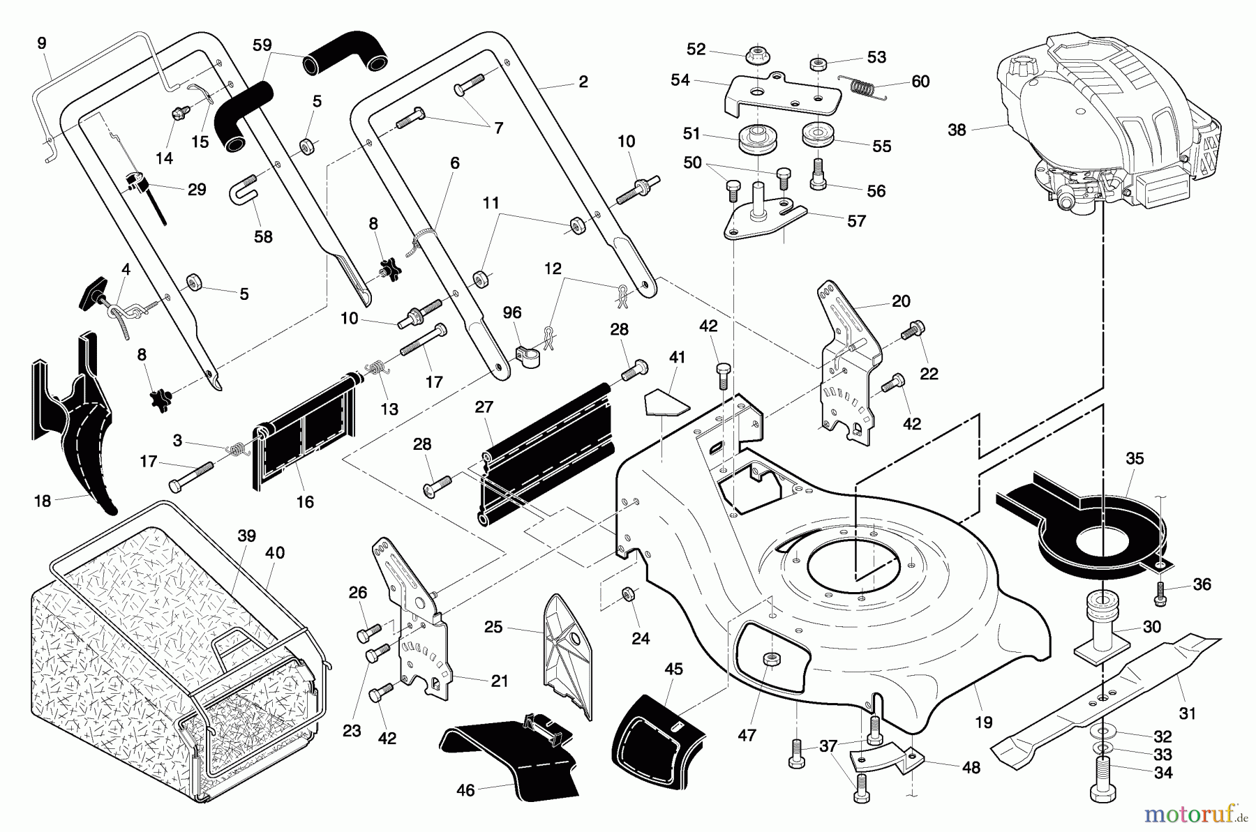  Husqvarna Rasenmäher 917.375830 - Husqvarna Walk-Behind Mower (2006-01 & After) (Sears Craftsman) Handle & Deck Assembly