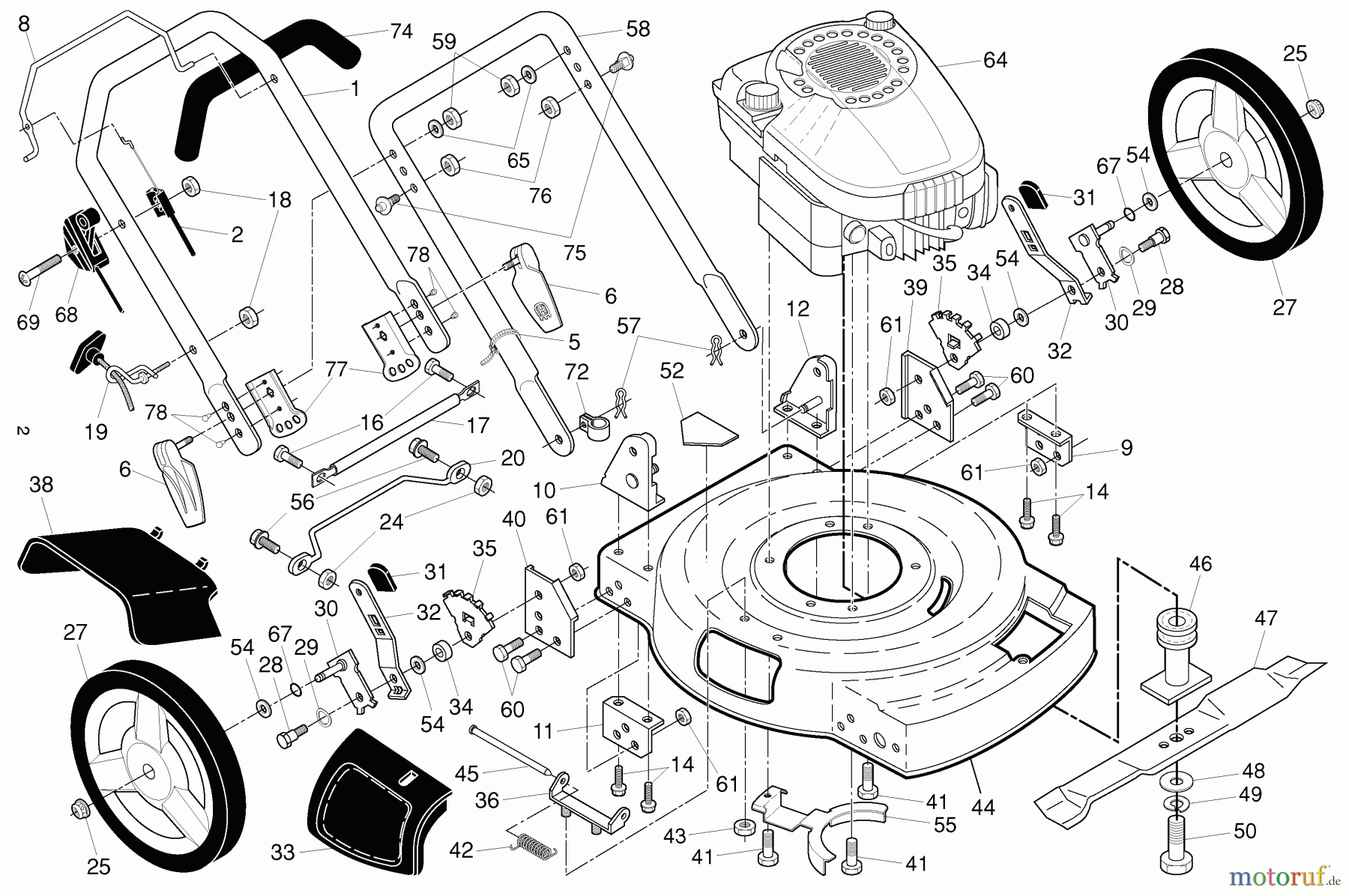 Husqvarna Rasenmäher J55 SL (96121001802) - Husqvarna Walk-Behind Mower (2009-08 & After) Frame