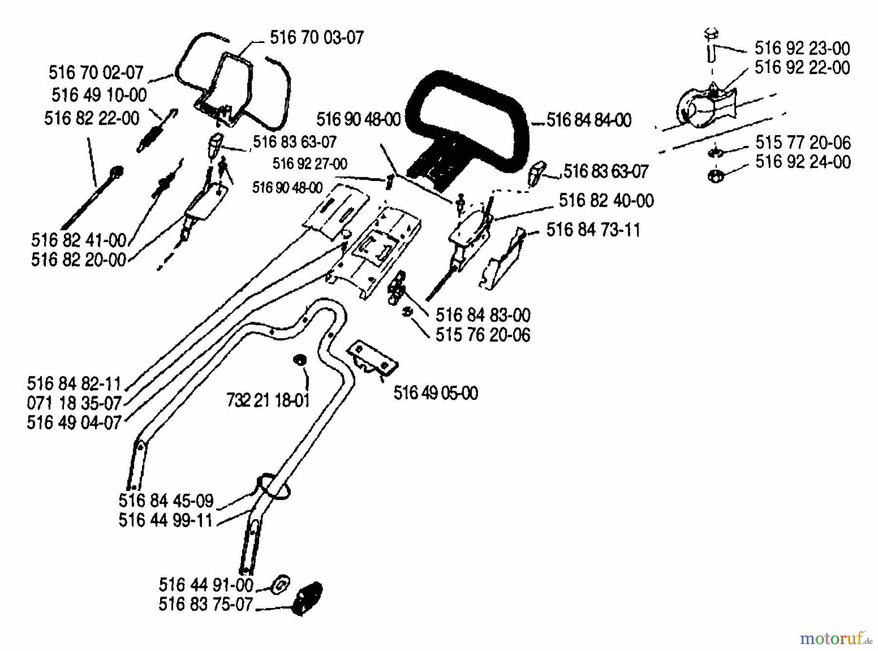 Husqvarna Rasenmäher Royal 19 S - Husqvarna Walk-Behind Mower (1988-05 to 1988-12) Handle Assembly