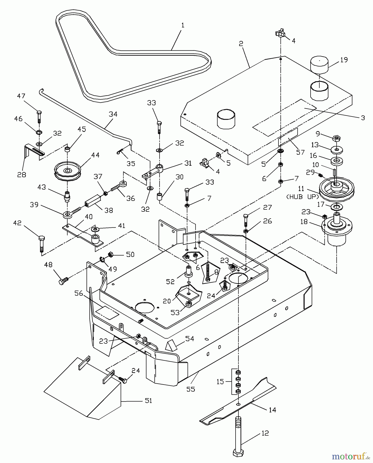  Husqvarna Rasenmäher für Großflächen W 3612A (968999102) - Husqvarna Wide-Area Walk-Behind Mower (2000-02 to 2001-01) Front Deck