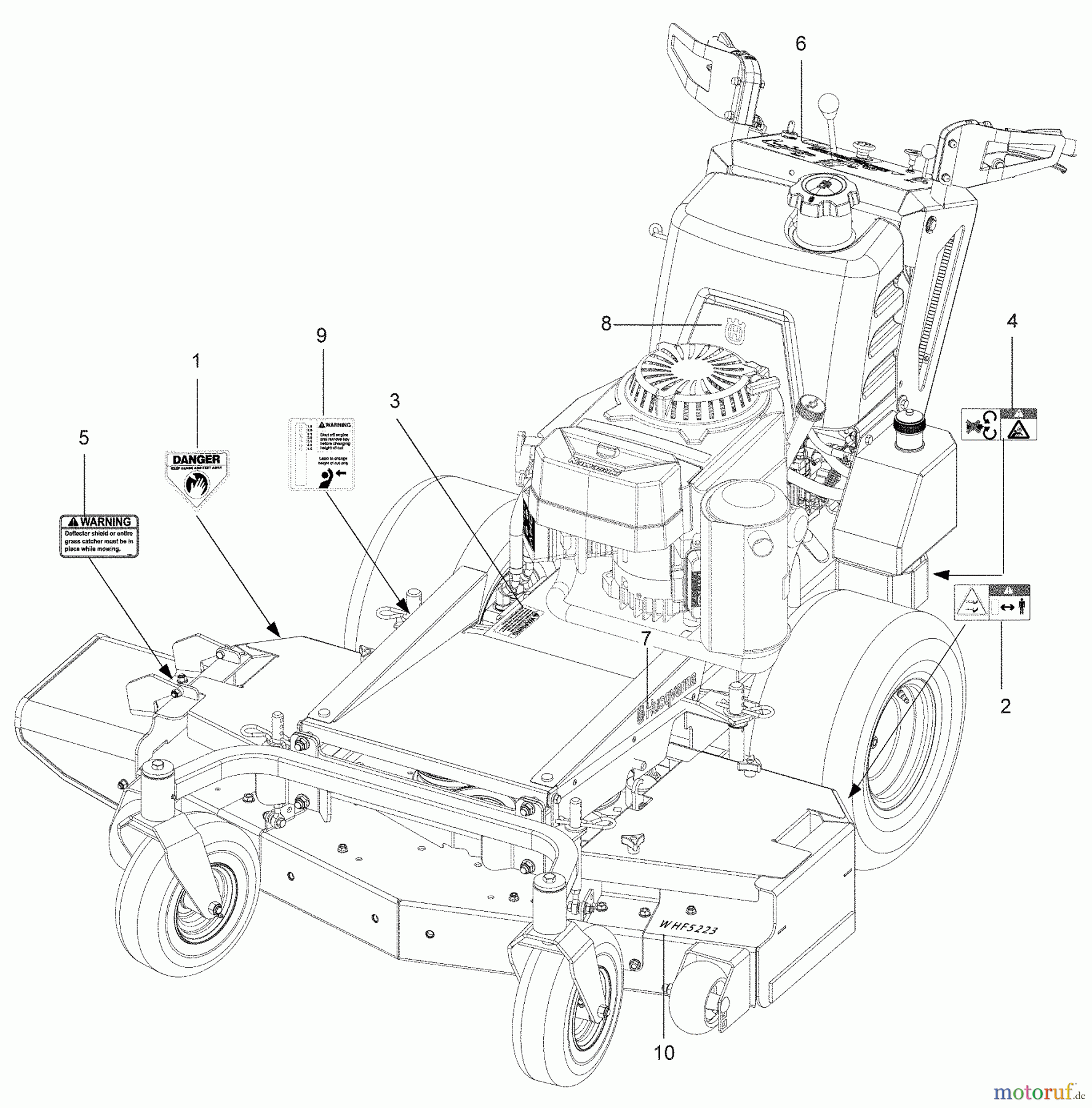  Husqvarna Rasenmäher für Großflächen WHF 5223 (966947006) - Husqvarna Wide-Area Walk-Behind Mower (2009-09 & After) Decals