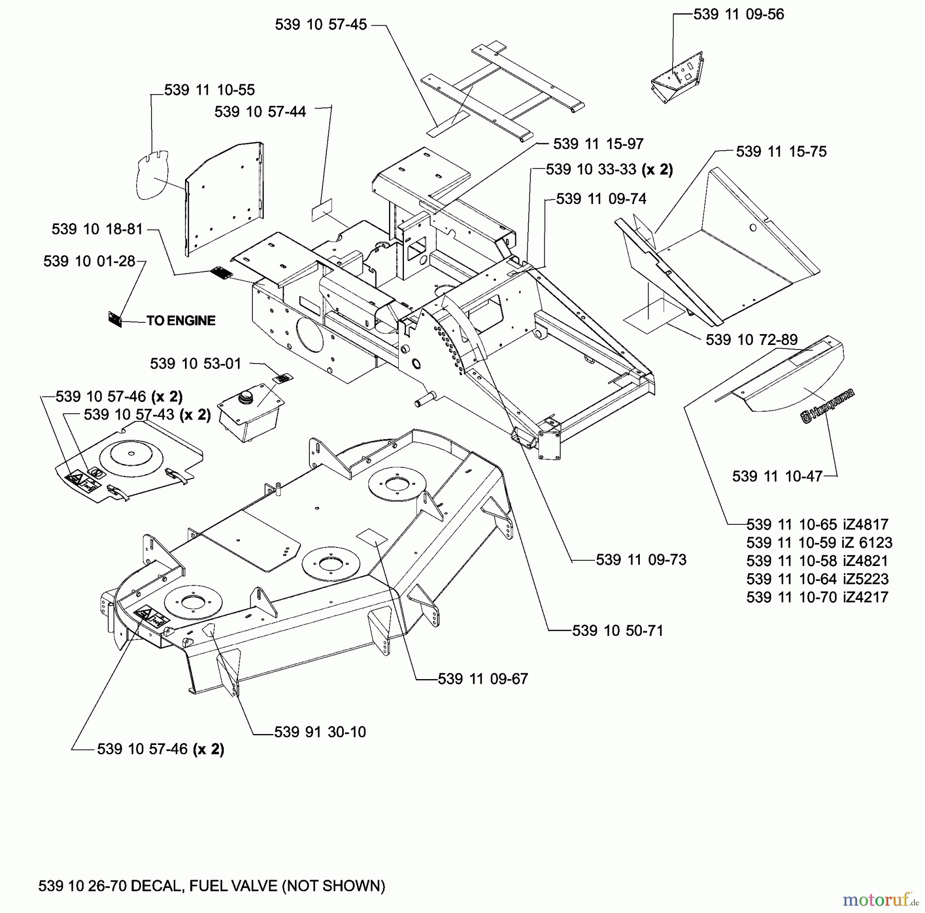  Husqvarna Nullwendekreismäher, Zero-Turn iZ 4217 TSKAA (968999254) - Husqvarna Zero-Turn Mower (2005-08 to 2005-11) Decals