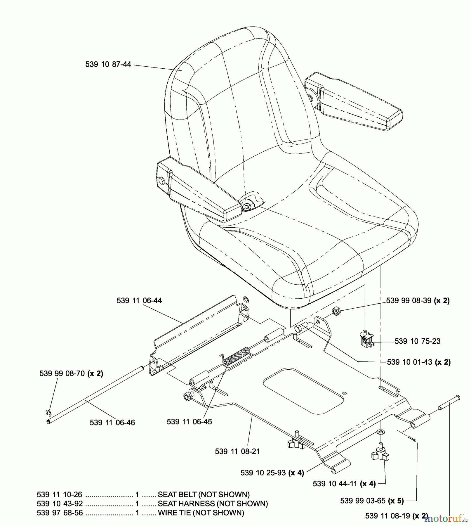 Husqvarna Nullwendekreismäher, Zero-Turn iZ 4217 TSKAA (968999254) - Husqvarna Zero-Turn Mower (2005-12 to 2006-07) Seat Assembly