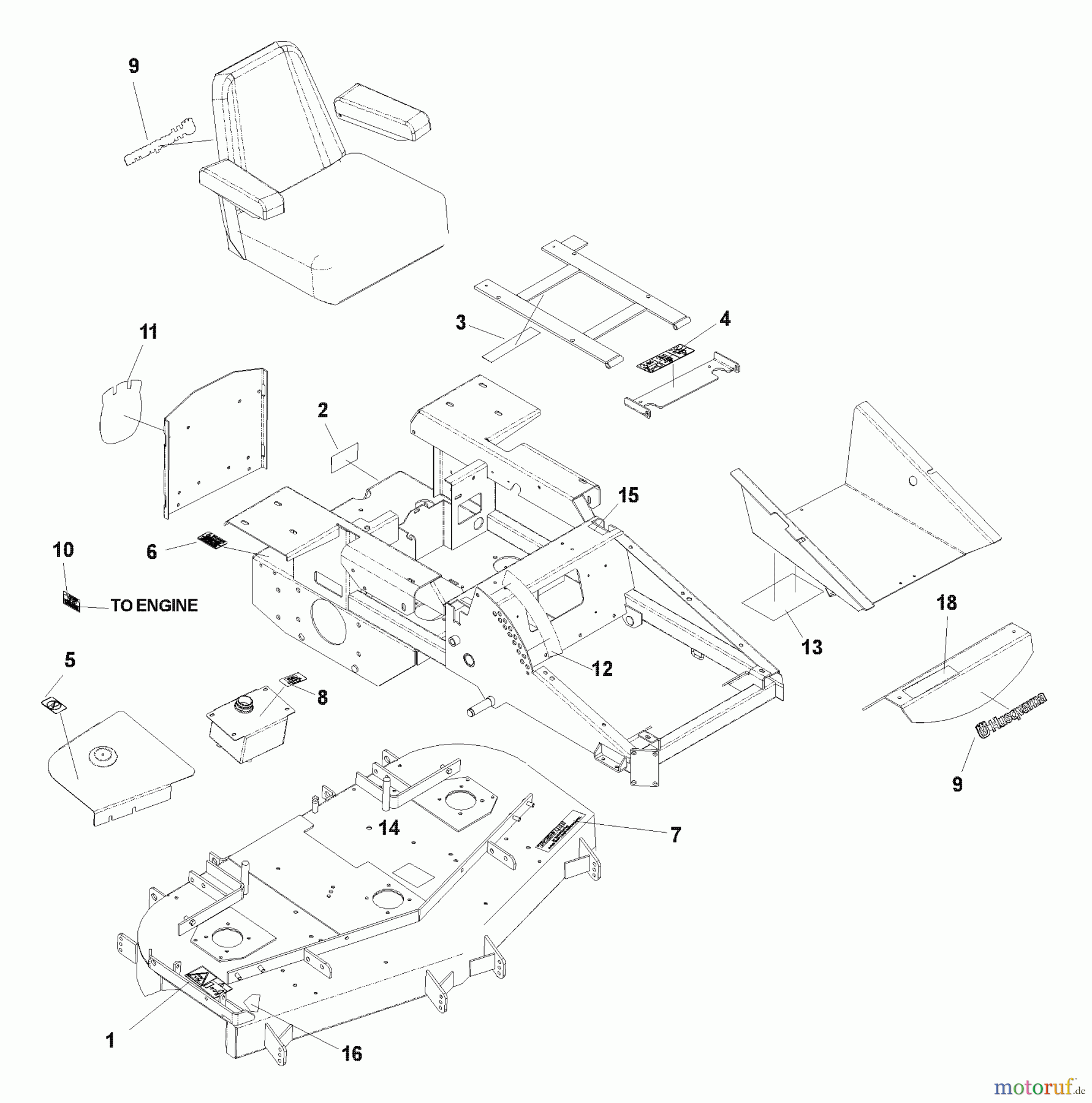  Husqvarna Nullwendekreismäher, Zero-Turn iZ 4218 KAA (968999204) - Husqvarna Zero-Turn Mower (2004-08 & After) Decals