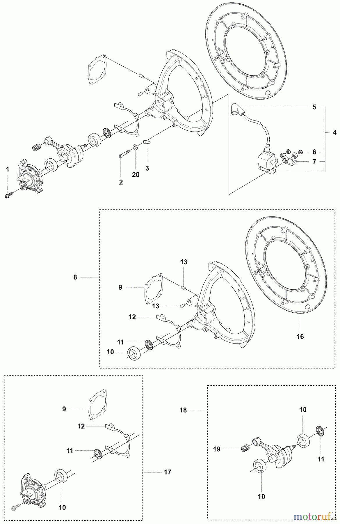 Husqvarna Bläser / Sauger / Häcksler / Mulchgeräte 356 BF X-Series - Husqvarna Backpack Blower (2009-07 & After) Crankcase, Crankshaft and Ignition Module