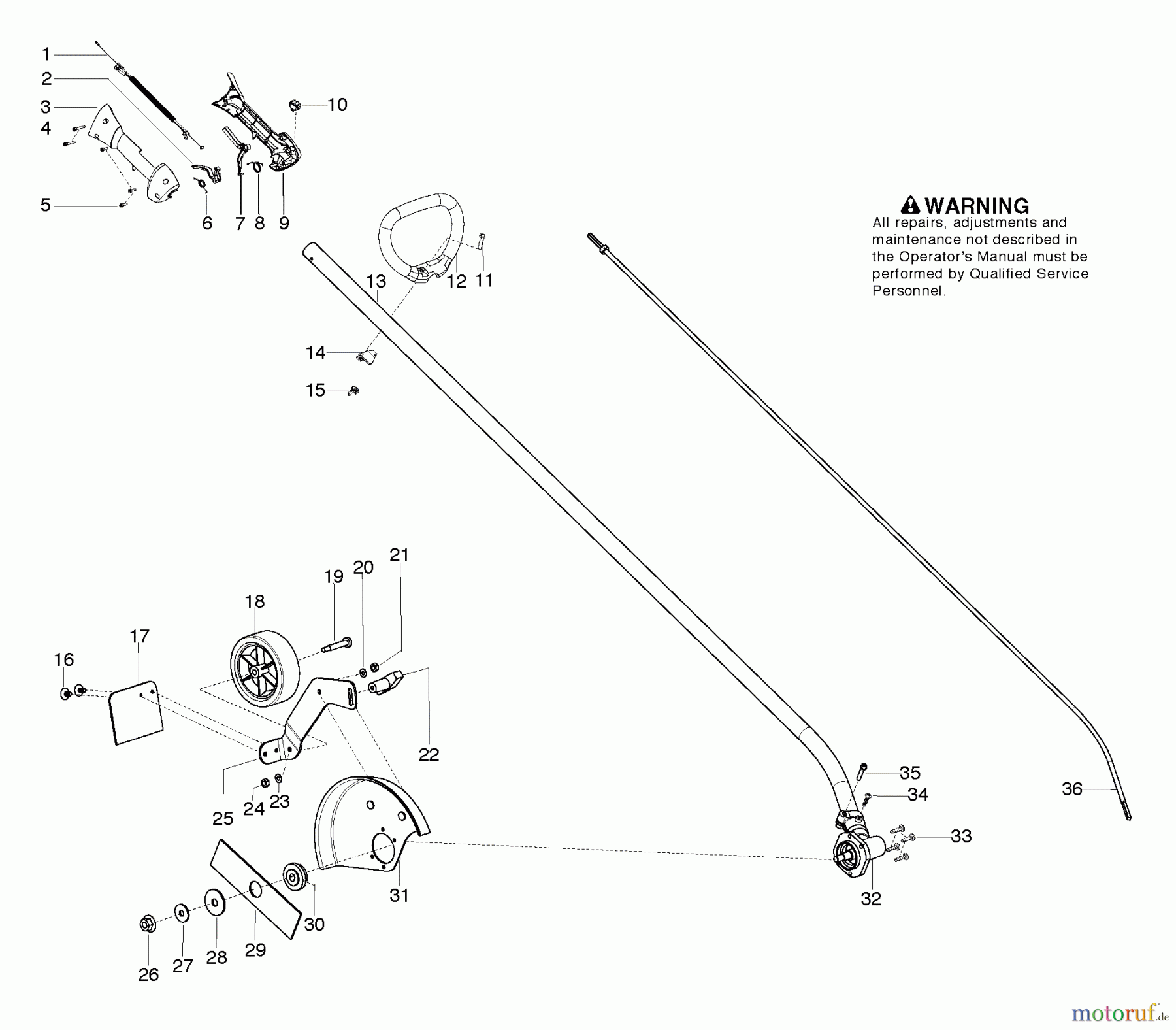 Husqvarna Kantenschneider 125 E - Husqvarna Handheld Edger (2006-03 to 2007-12) Handle,Shaft,& Cutting Head