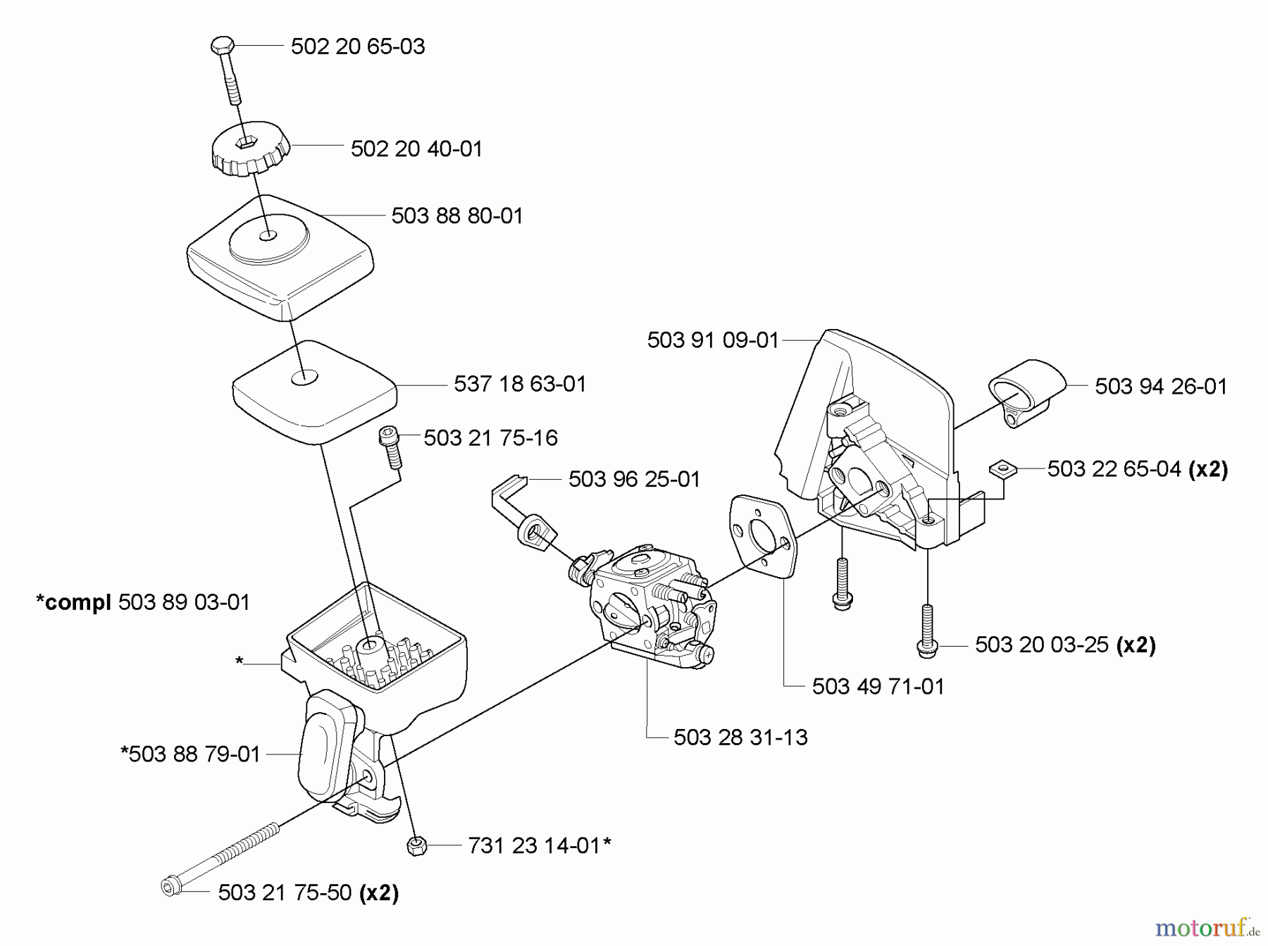  Husqvarna Zubehör HA 110 - Husqvarna Hedge Trimmer Attachment (2005-10 to 2009-03) Air Filter / Carburetor