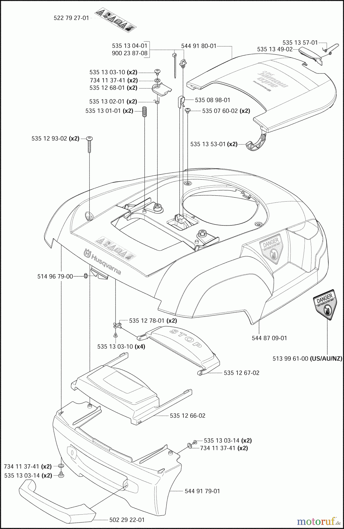  Husqvarna Automower, Mähroboter 210 C - Husqvarna Auto Mower (2009-02 & After) Body Assy.