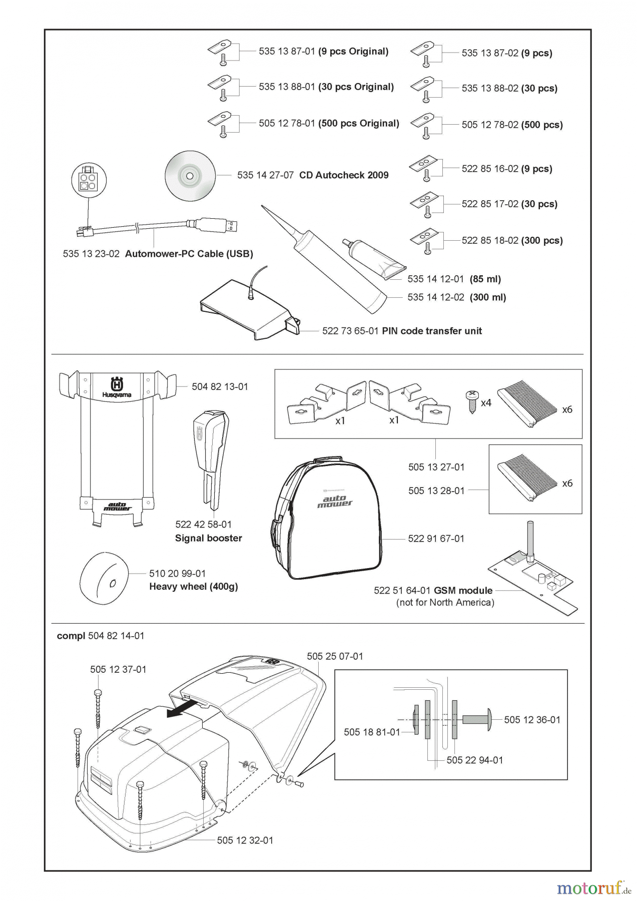  Husqvarna Automower, Mähroboter 220 AC - Husqvarna Auto Mower (2010-01 & After) Accessories