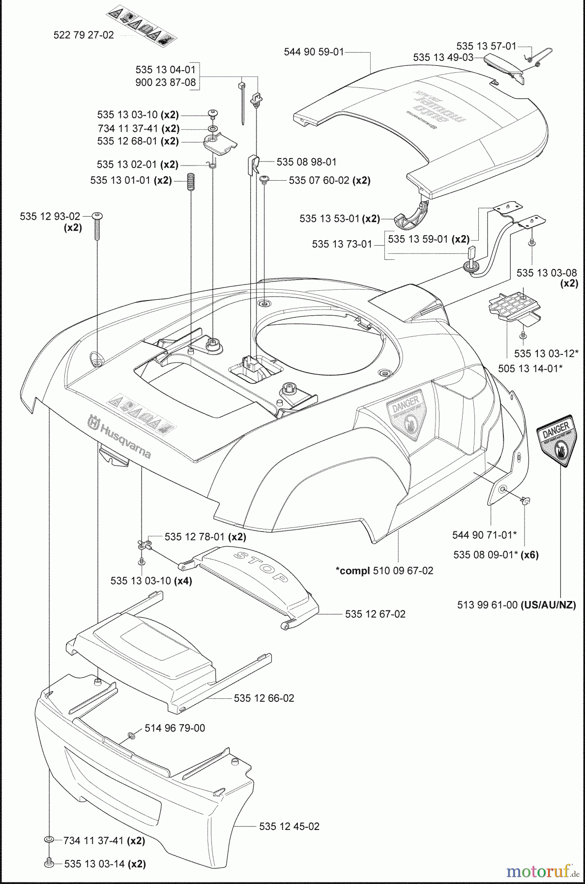  Husqvarna Automower, Mähroboter 230 ACX - Husqvarna Auto Mower (2009-02 & After) Body / Cover