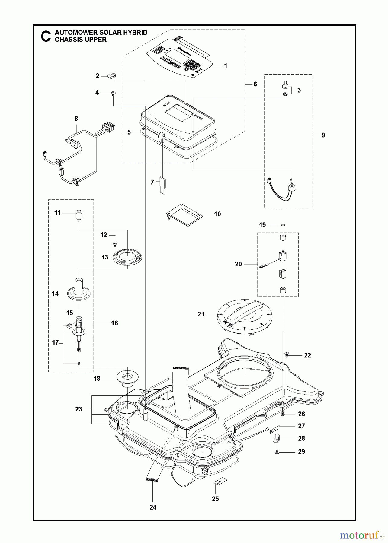 Husqvarna Automower, Mähroboter Husqvarna Solar Auto Mower Hybrid (2013-01) CHASSIS UPPER