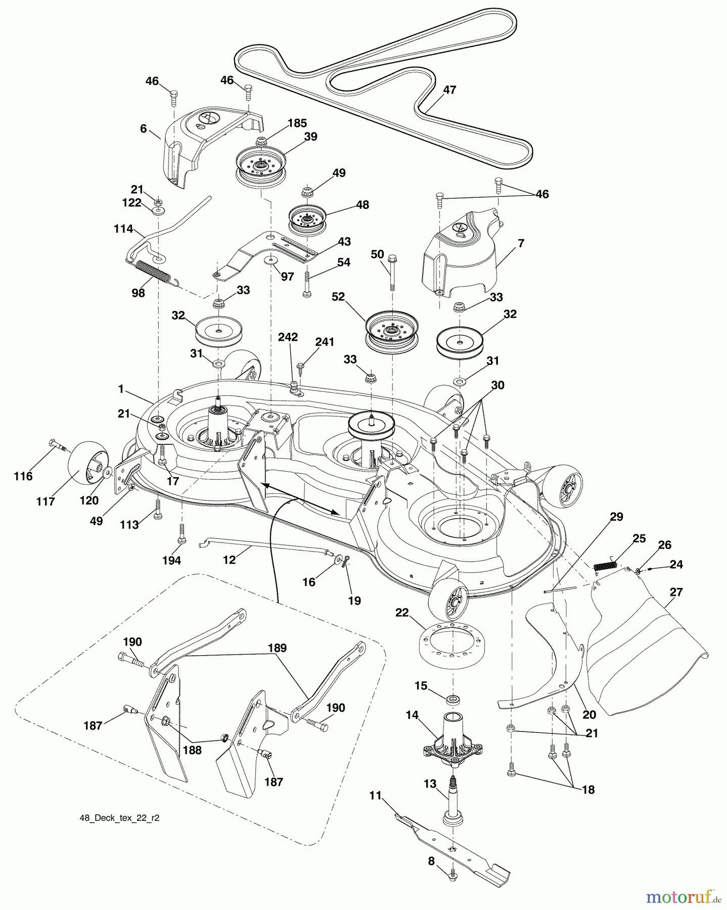 Husqvarna Rasen und Garten Traktoren 2748GLS (96043006500) - Husqvarna Lawn Tractor (2008-12 & After) Mower Deck