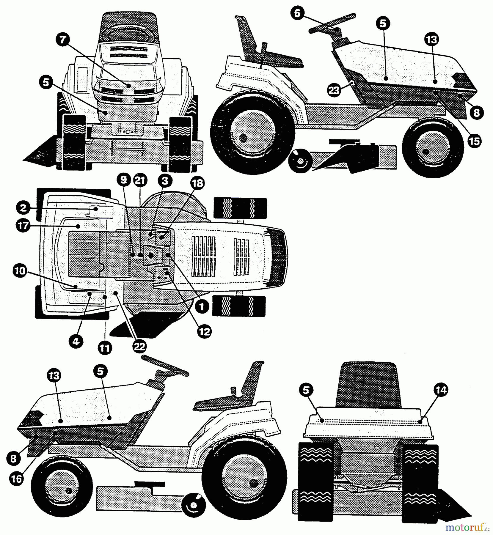  Husqvarna Rasen und Garten Traktoren 4125G - Husqvarna Lawn Tractor (1992-01 & After) Decals