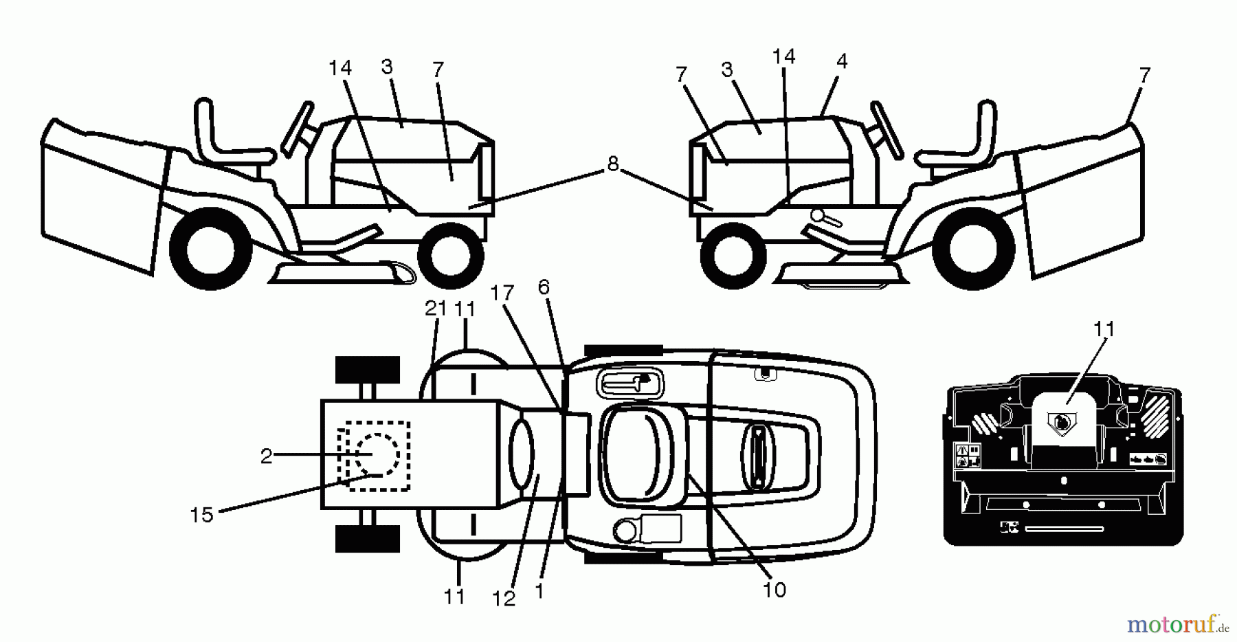 Husqvarna Rasen und Garten Traktoren CT 141 (96061034400) - Husqvarna Lawn Tractor (2012-08 & After) DECALS