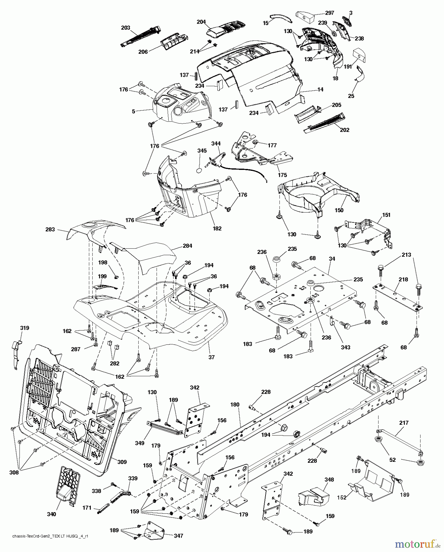 Husqvarna Rasen und Garten Traktoren CTH 194 (96051002901) - Husqvarna Lawn Tractor (2012-02 & After) CHASSIS ENCLOSURES