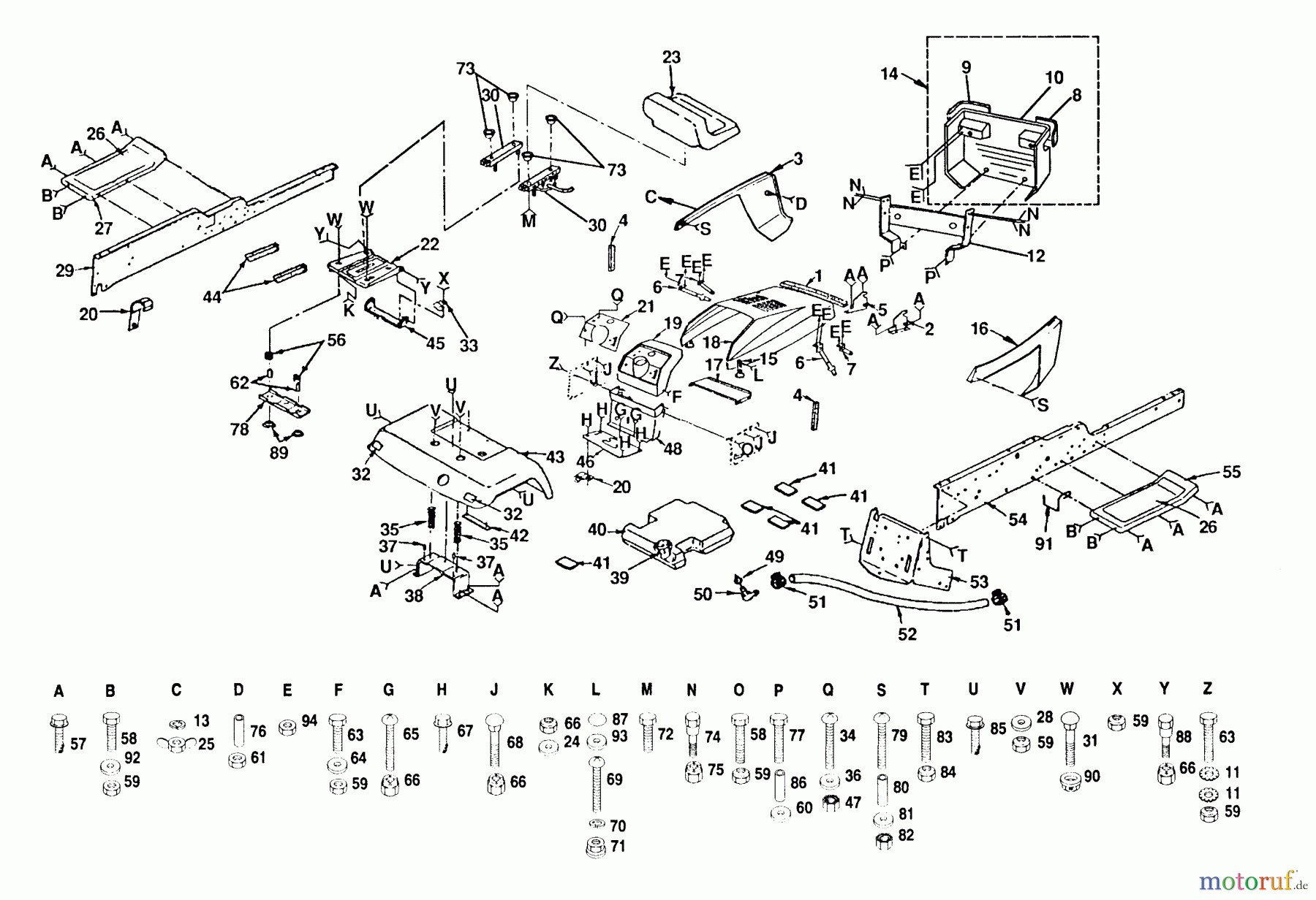 Husqvarna Rasen und Garten Traktoren GT 180 (954000211) (H1850B) - Husqvarna Garden Tractor (1990-11 & After) Frame, Fender And Drawbar
