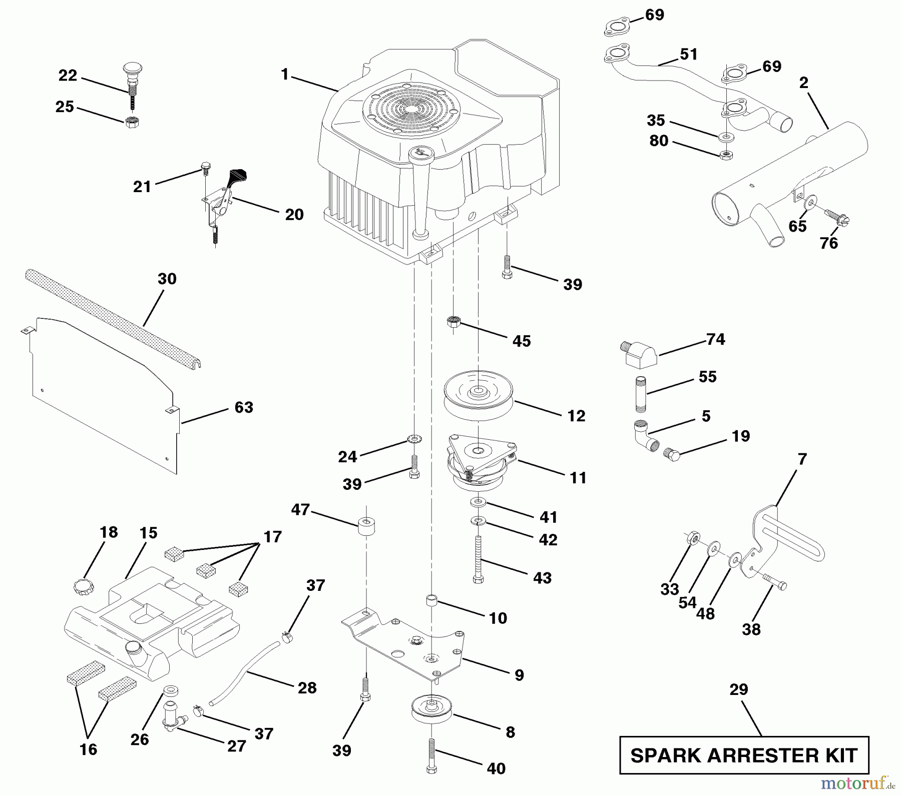 Husqvarna Rasen und Garten Traktoren GTH 200 (954140046C) - Husqvarna Garden Tractor (1999-04 & After) Engine